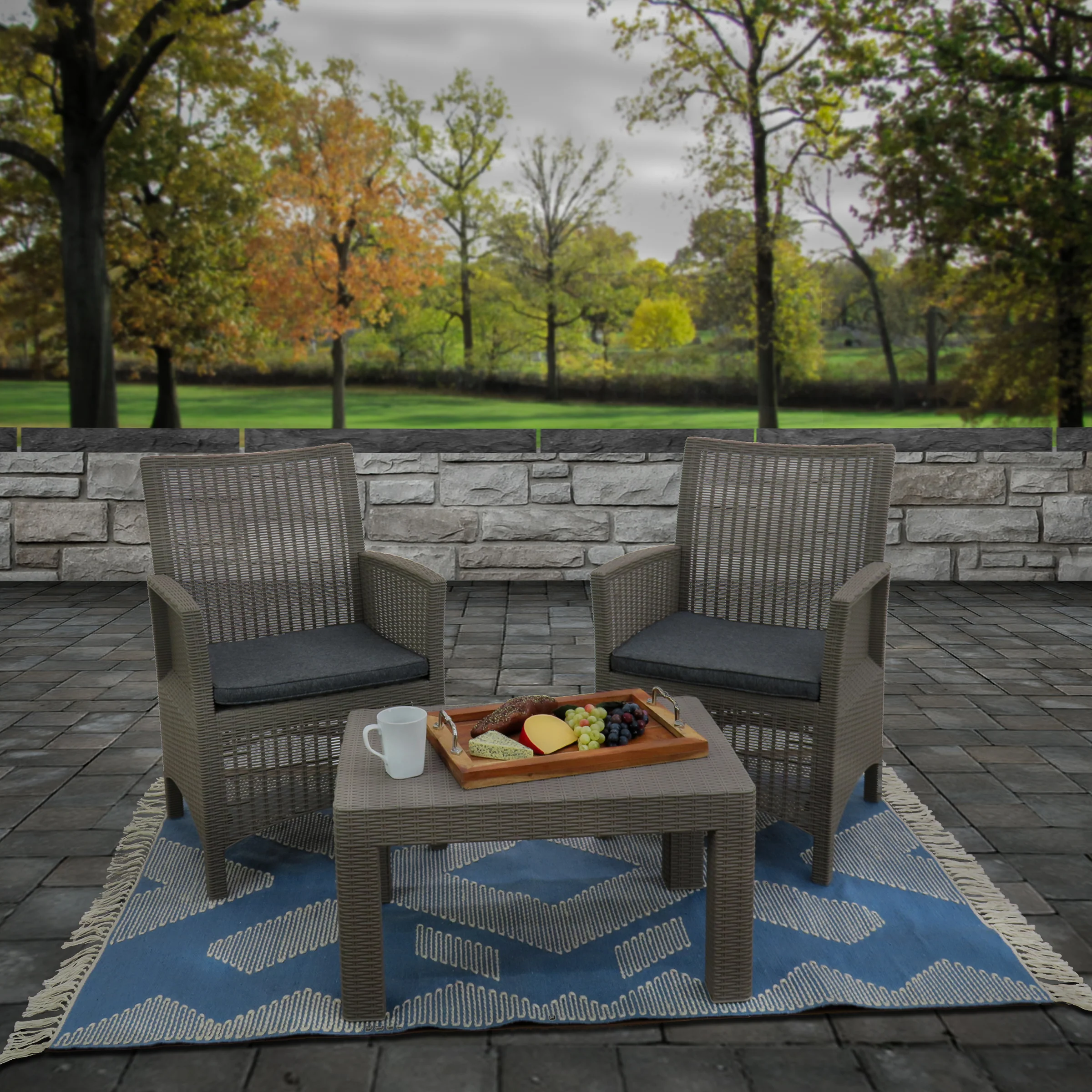 5x7 ft. Dusty Blue Hand Woven Outdoor Rug - Image 2