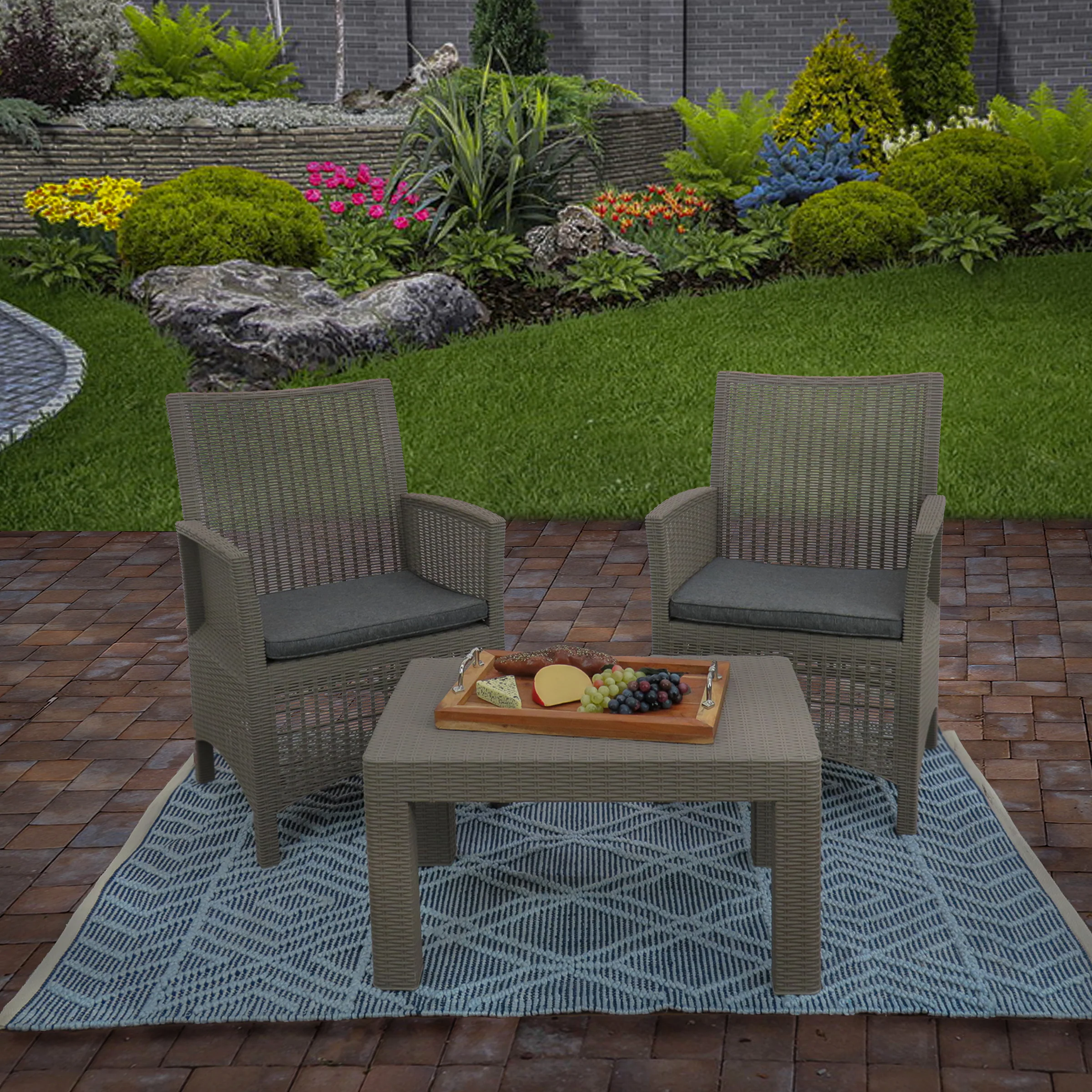 5x7 ft. Navy Blue Hand Woven Outdoor Rug - Image 2