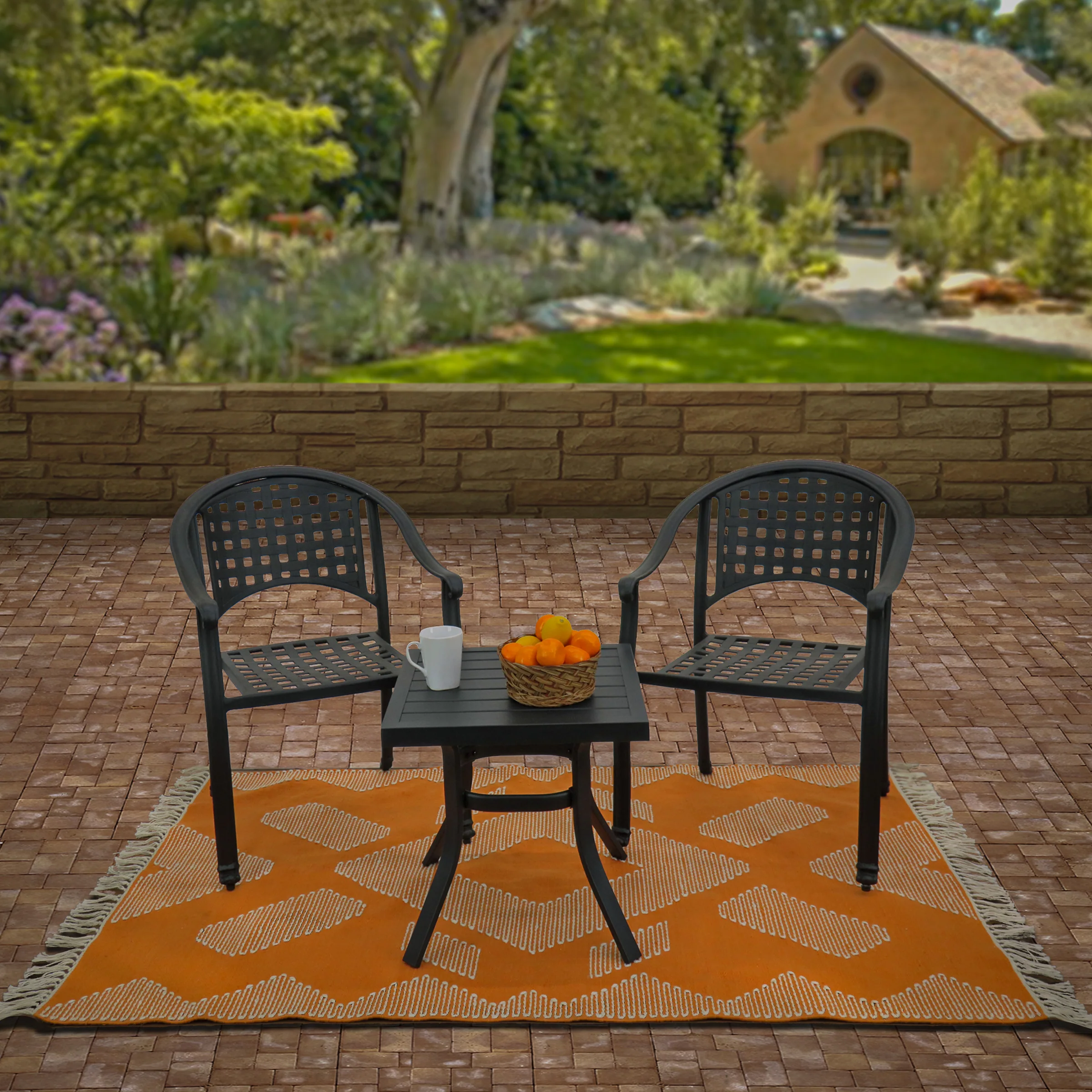 5x7 ft. Papaya Hand Woven Outdoor Rug - Image 2