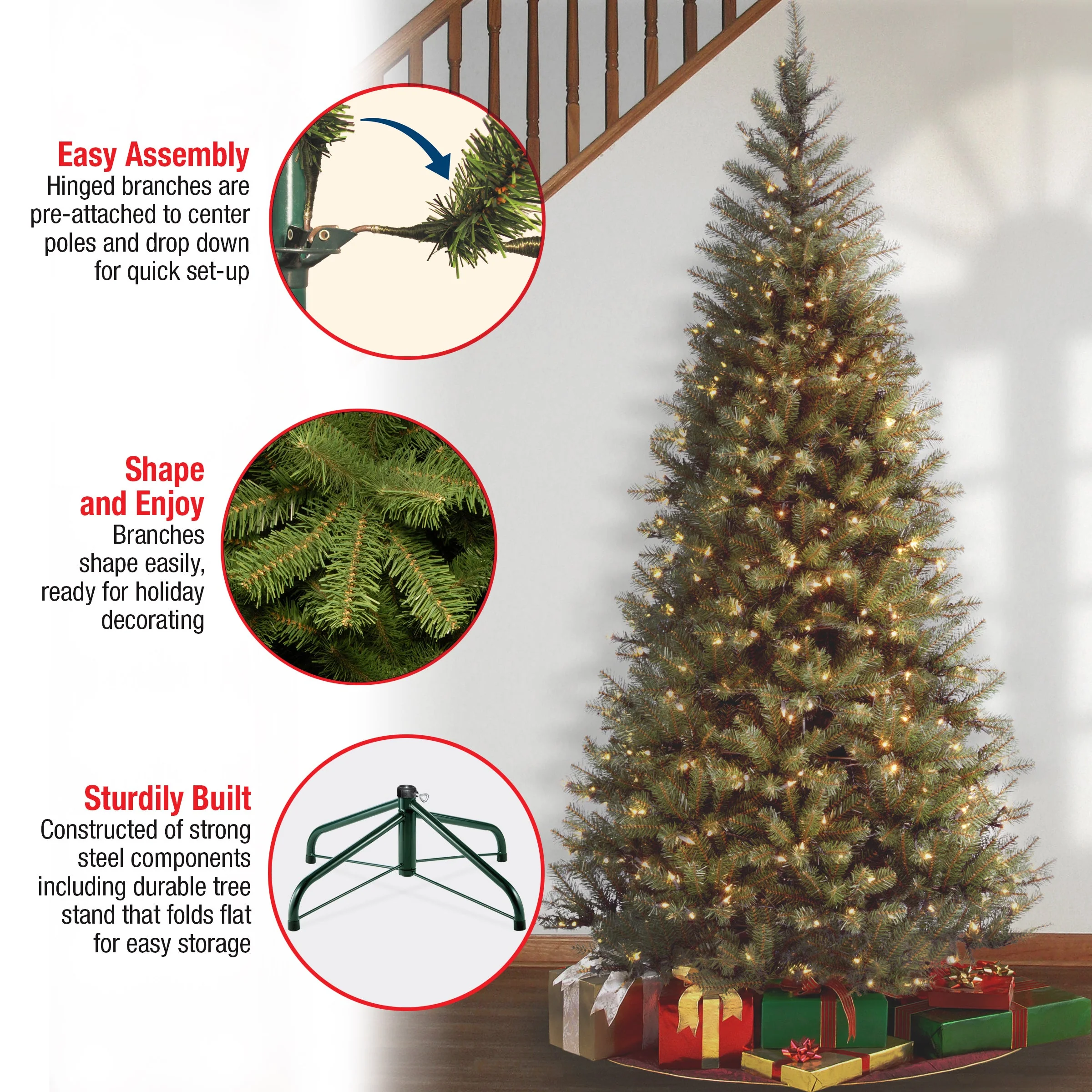 6.5 ft. Pre-Lit Aspen Spruce Slim Tree with Clear Lights, Plug-In - Image 10