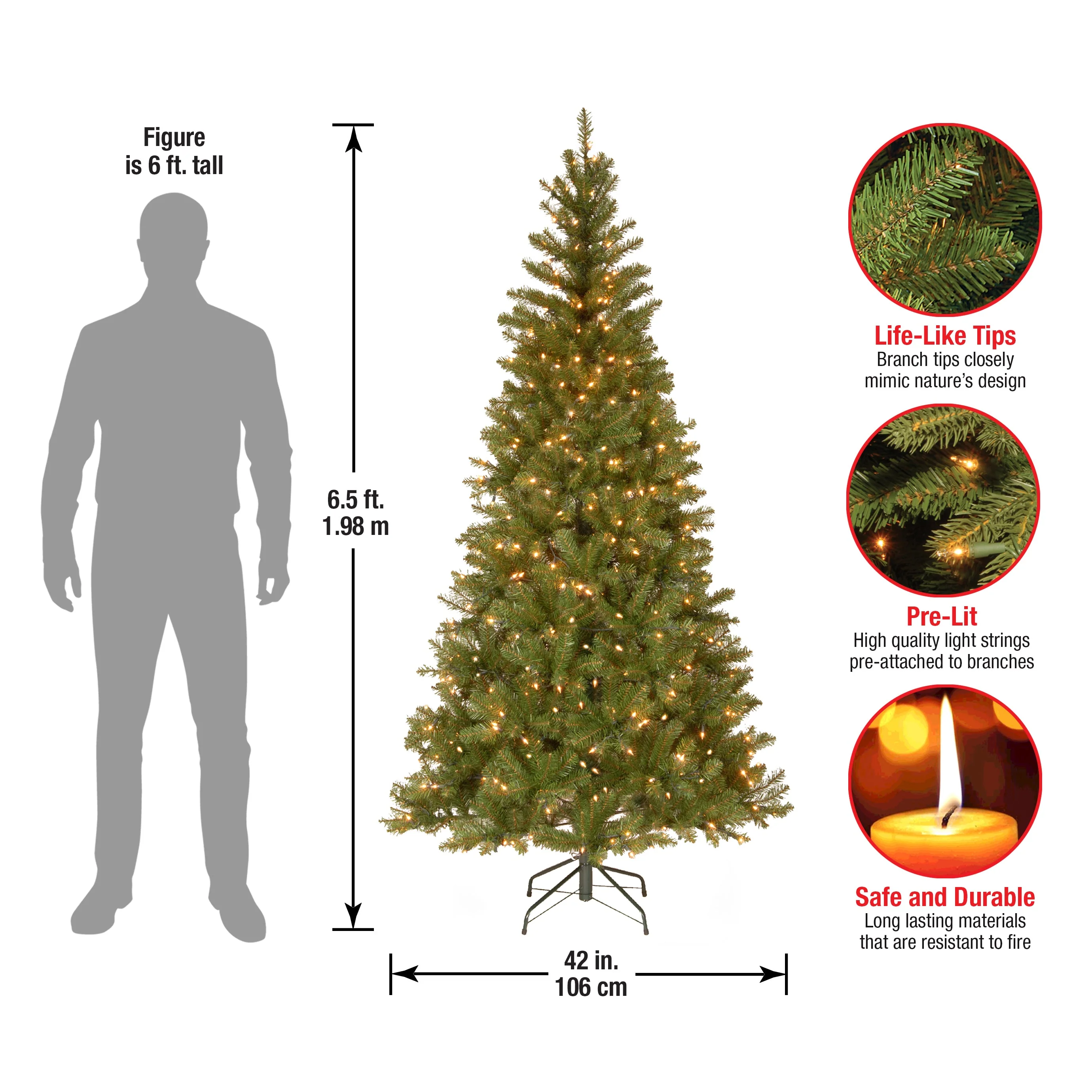 6.5 ft. Pre-Lit Aspen Spruce Slim Tree with Clear Lights, Plug-In - Image 5