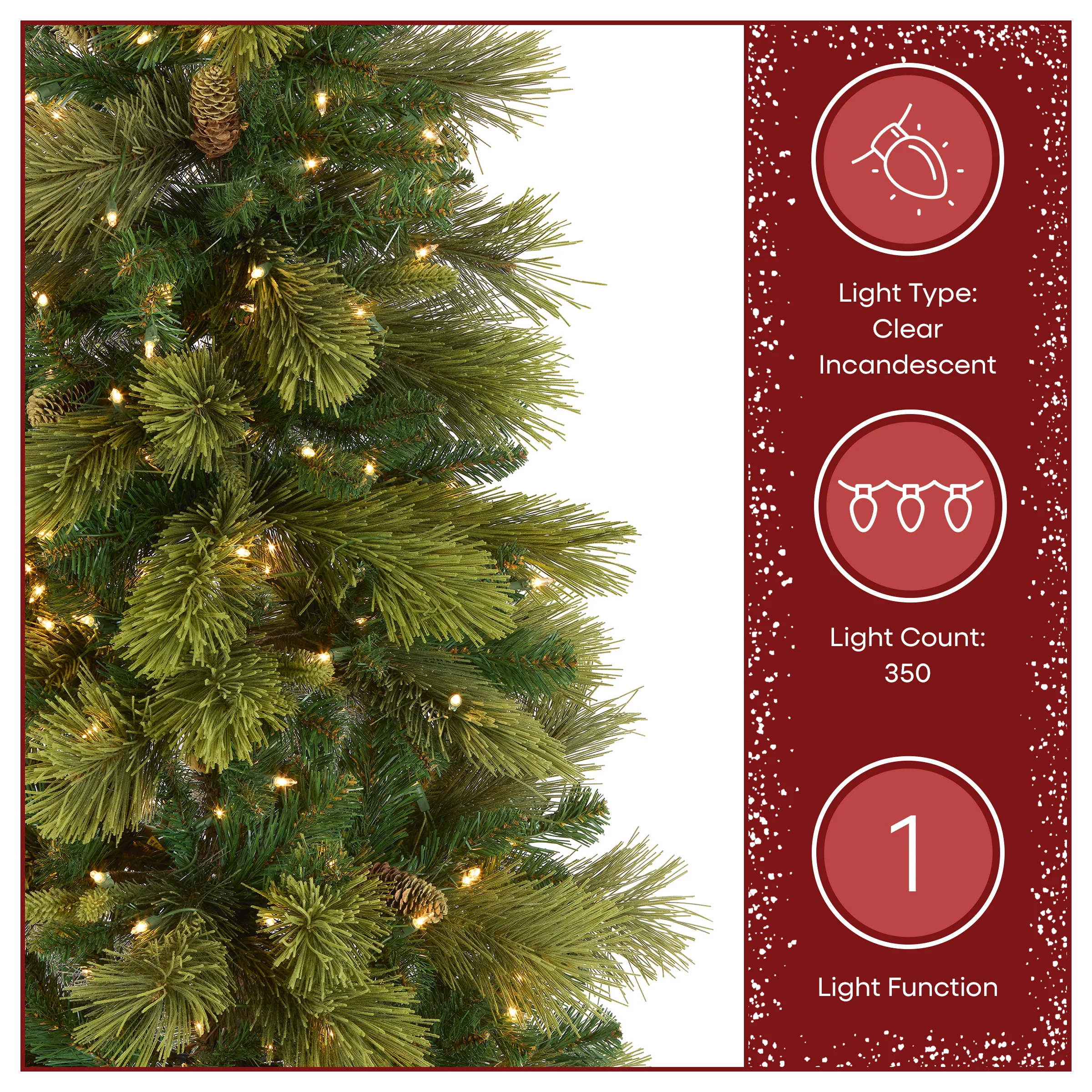 6.5 ft. Pre-Lit Carolina Pine Slim Tree with Clear Lights, Plug-In - Image 5