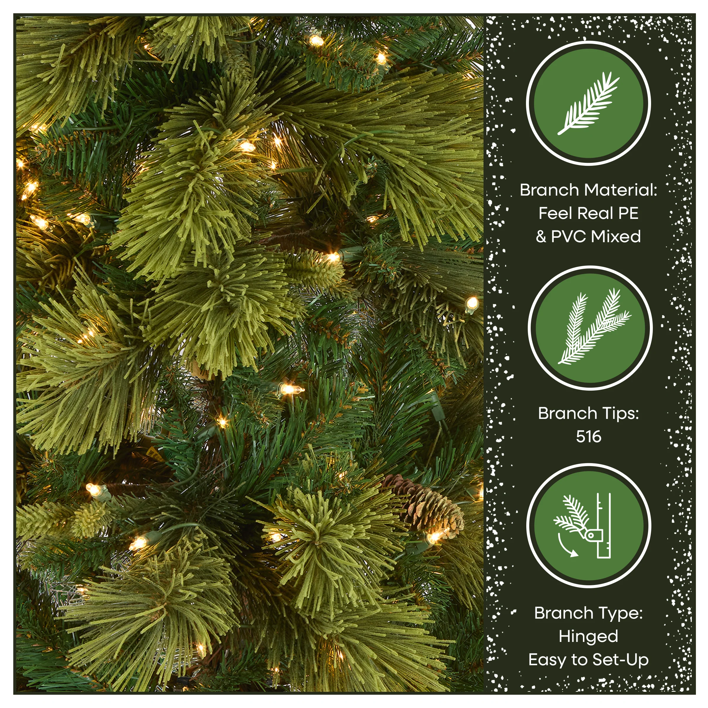 6.5 ft. Pre-Lit Carolina Pine Slim Tree with Clear Lights, Plug-In - Image 6