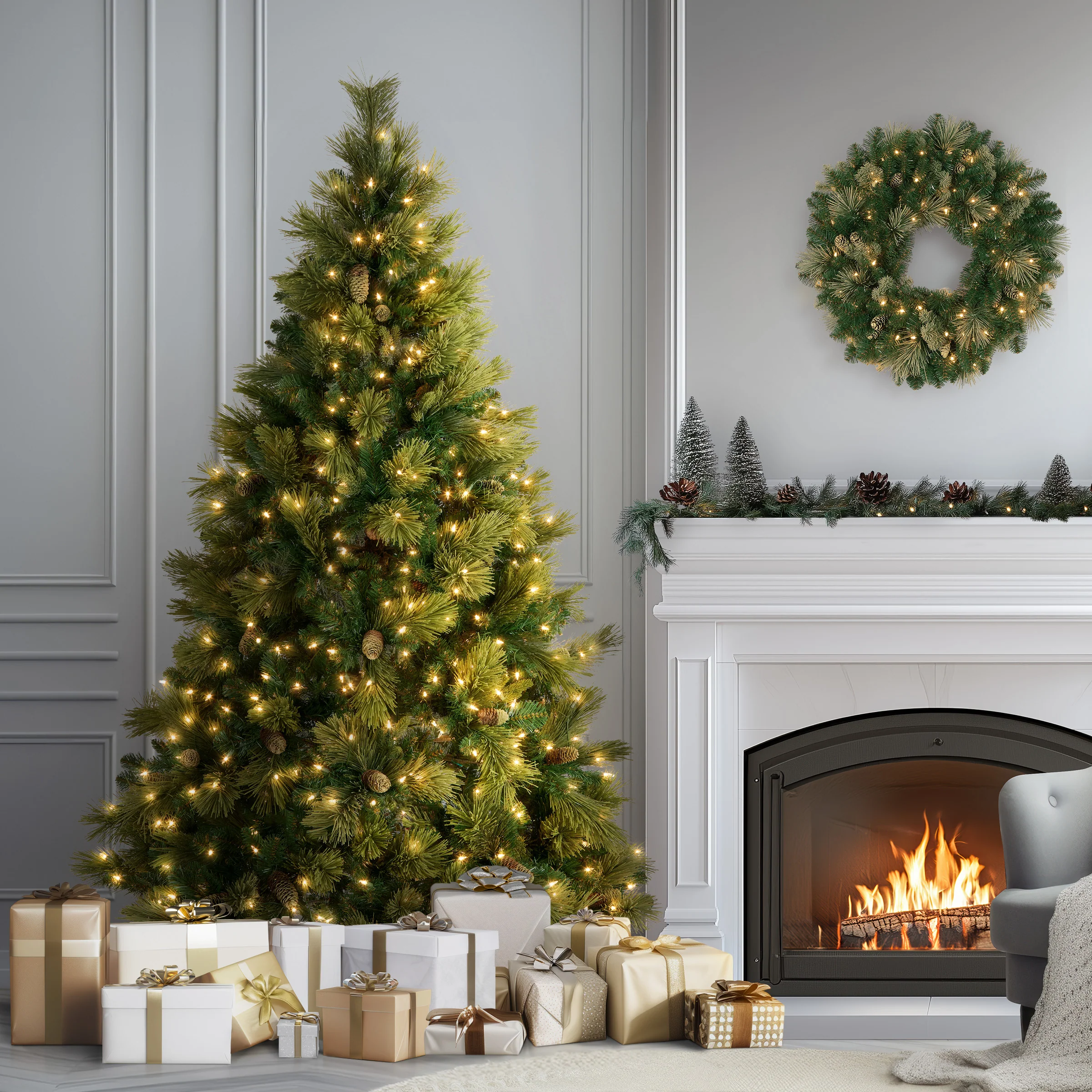 6.5 ft. Pre-Lit Carolina Pine Tree with Clear Lights - Image 3