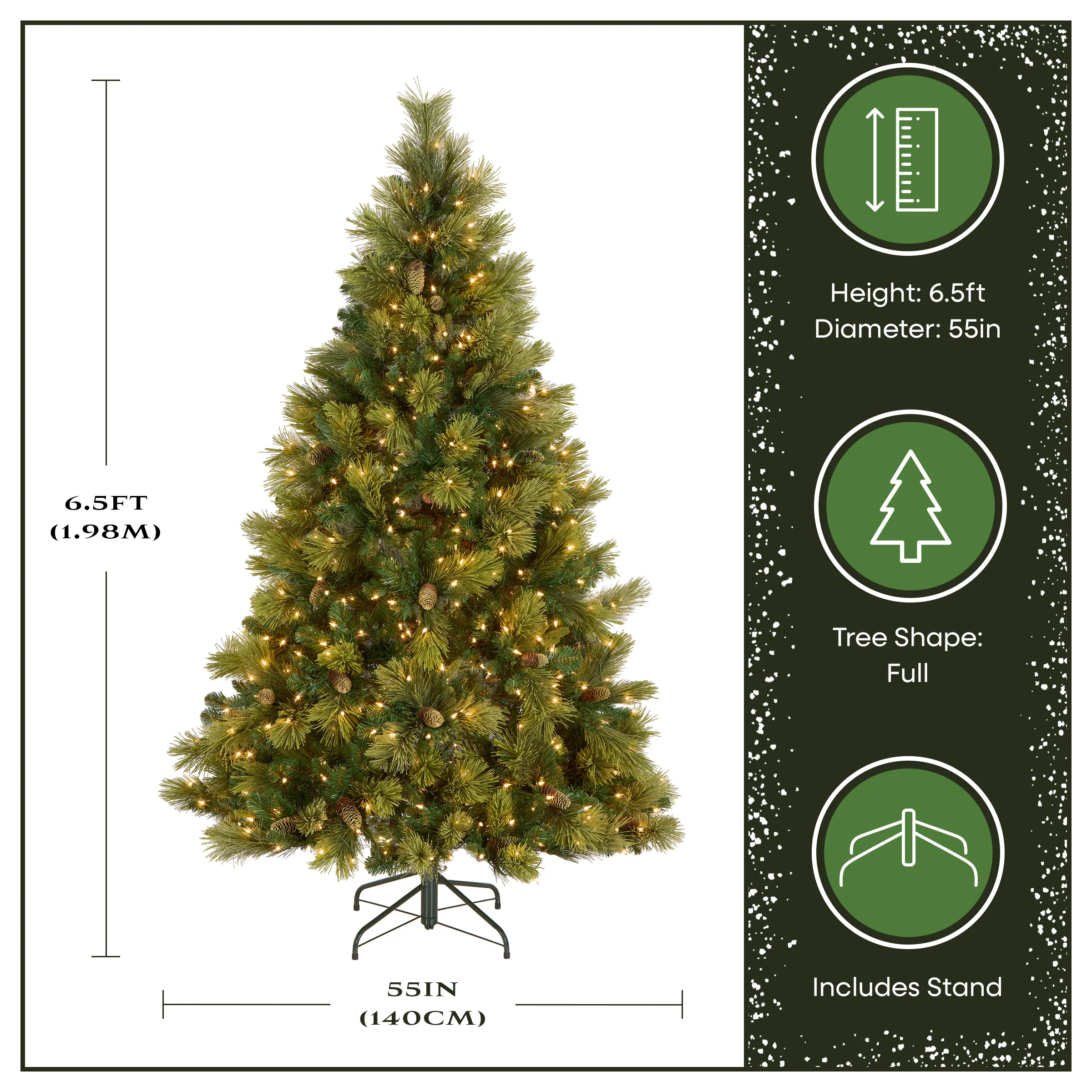 6.5 ft. Pre-Lit Carolina Pine Tree with Clear Lights - Image 4