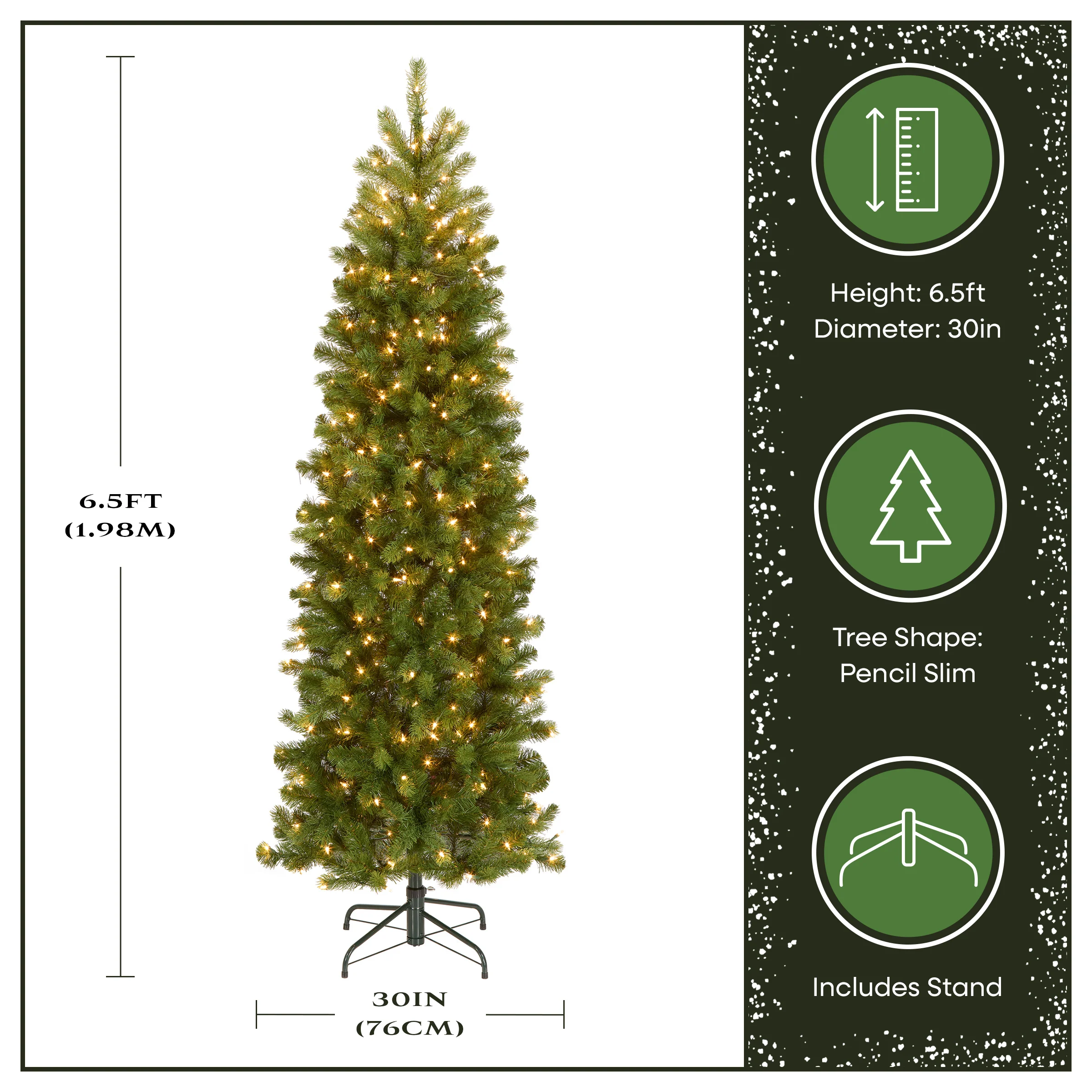 6.5 ft. Pre-Lit Downswept Douglas Fir Pencil Slim Tree with Clear Lights - Image 4