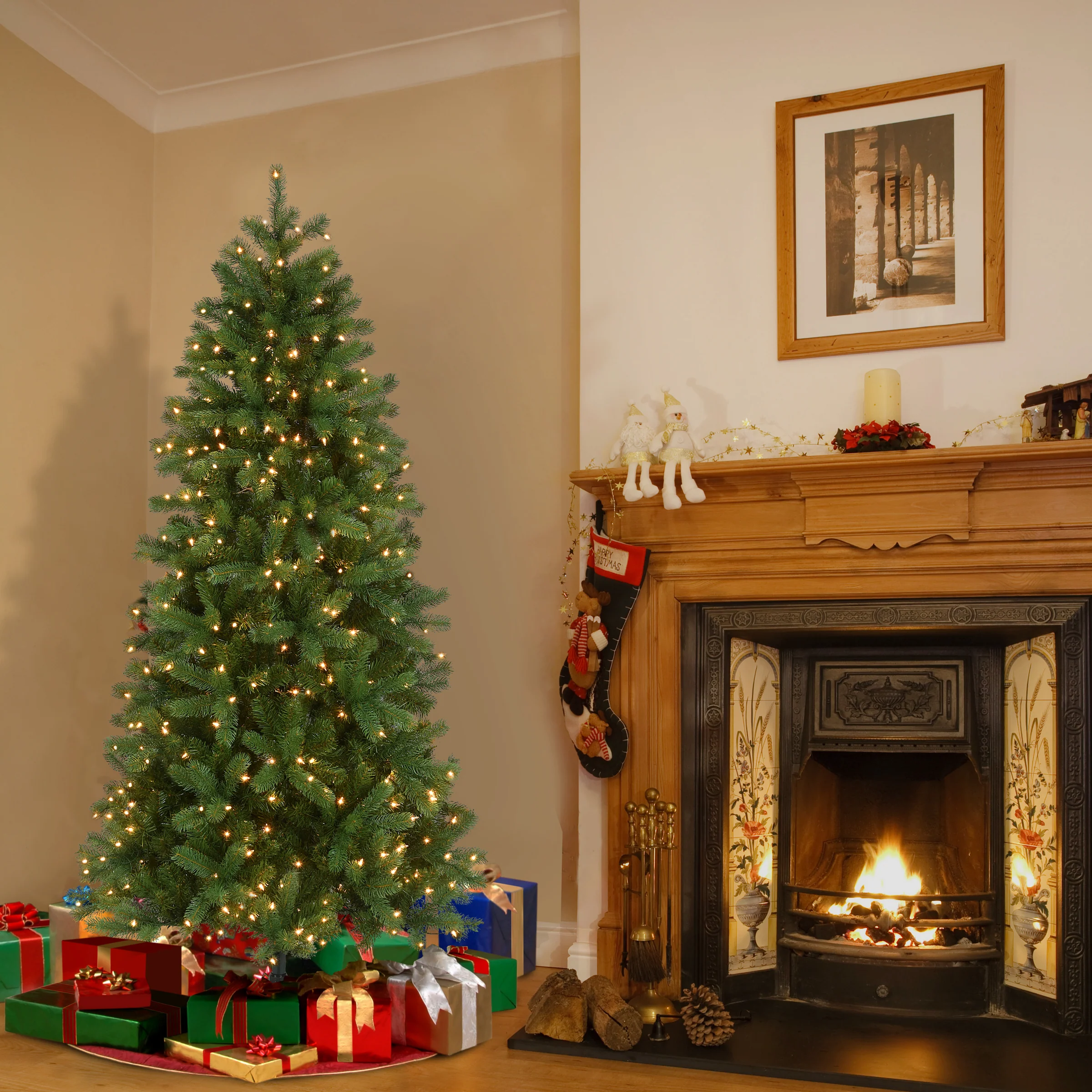 6.5 ft. Pre-Lit Downswept Douglas Fir Slim Tree with Clear Lights - Image 2