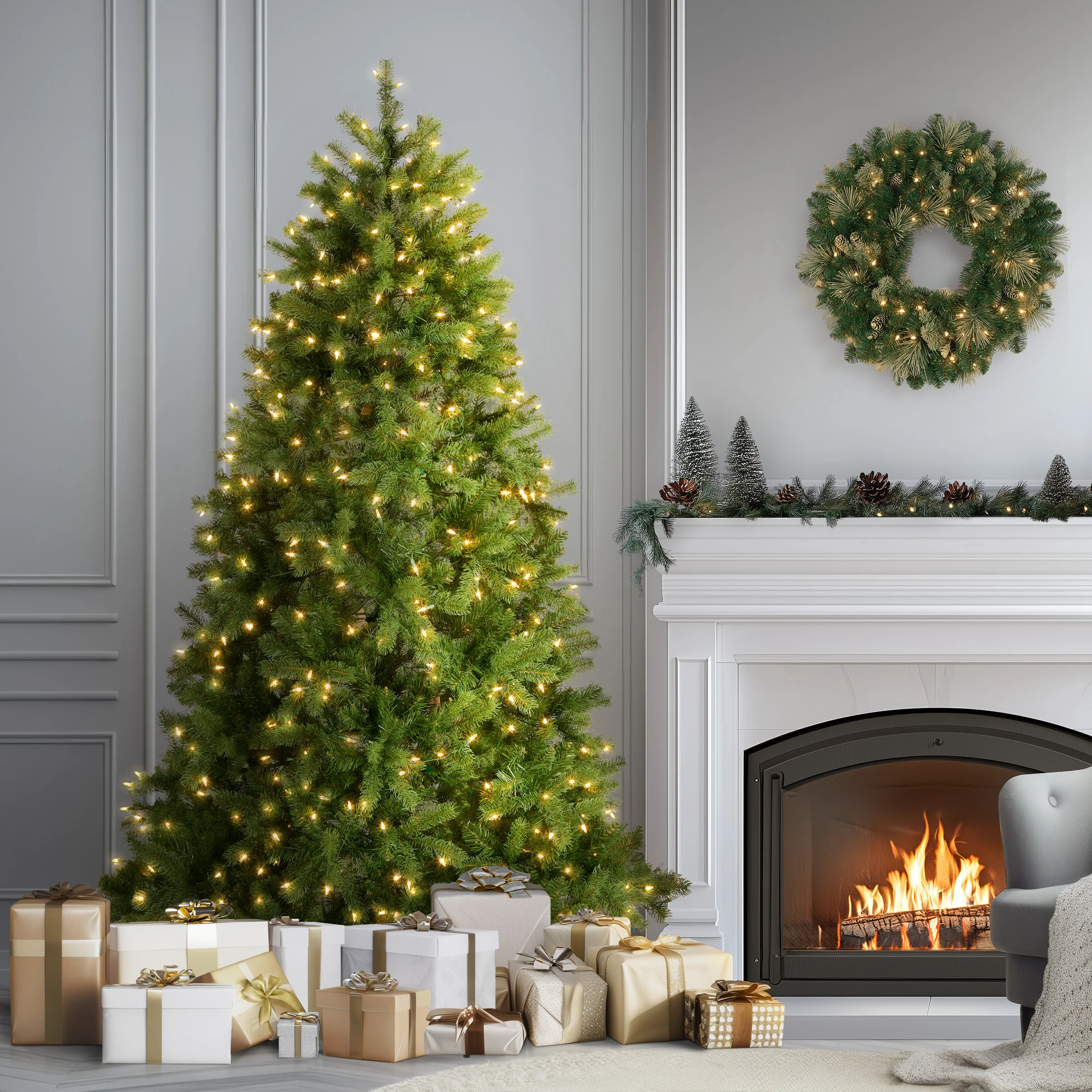 6.5 ft. Pre-Lit Downswept Douglas Fir Tree with Clear Lights - Image 2