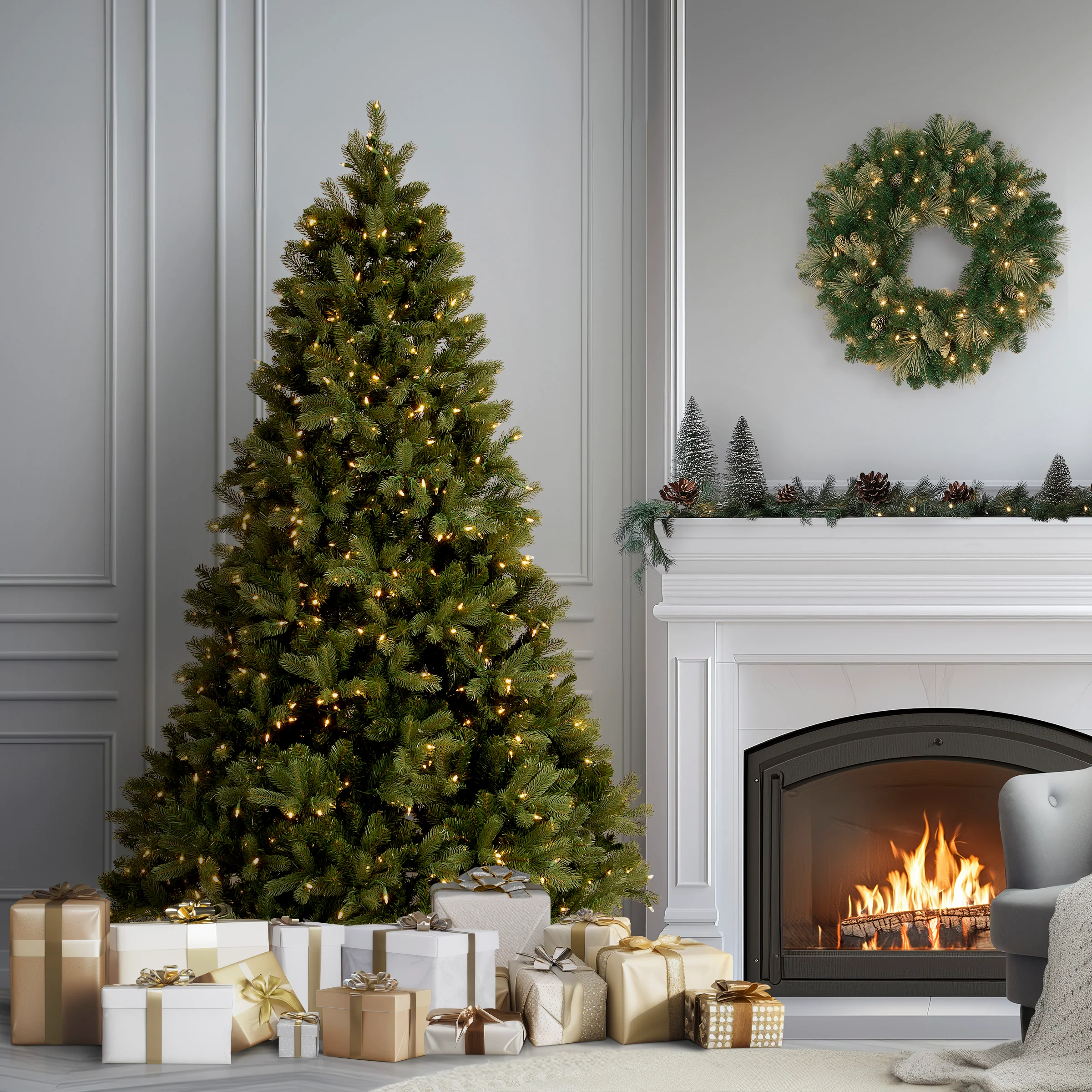6.5 ft. Pre-Lit Downswept Douglas Fir Tree with Dual Color LED Lights, Plug-In - Image 2