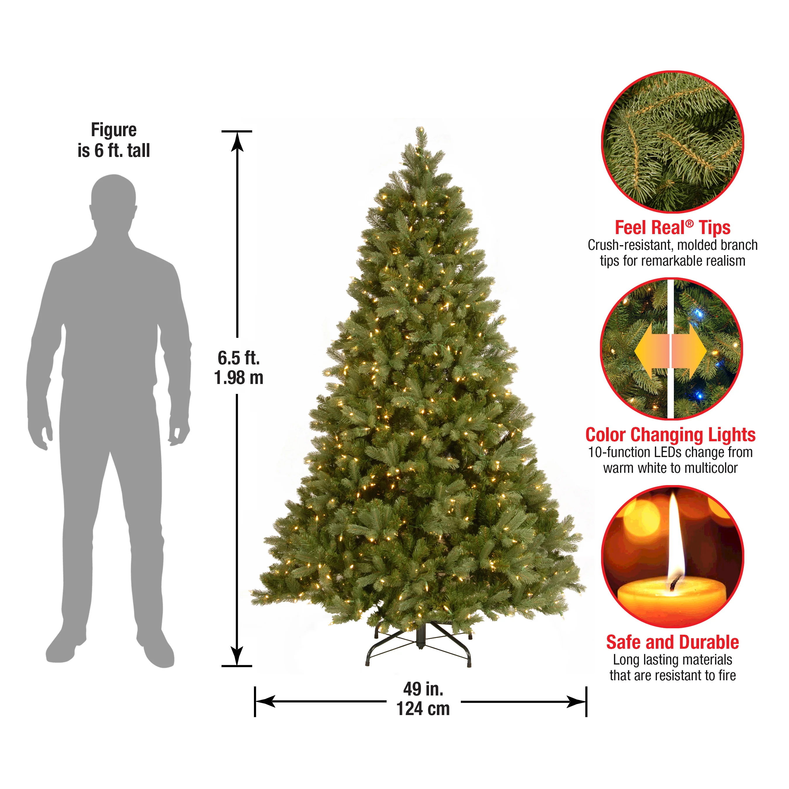 6.5 ft. Pre-Lit Downswept Douglas Fir Tree with Dual Color LED Lights, Plug-In - Image 8