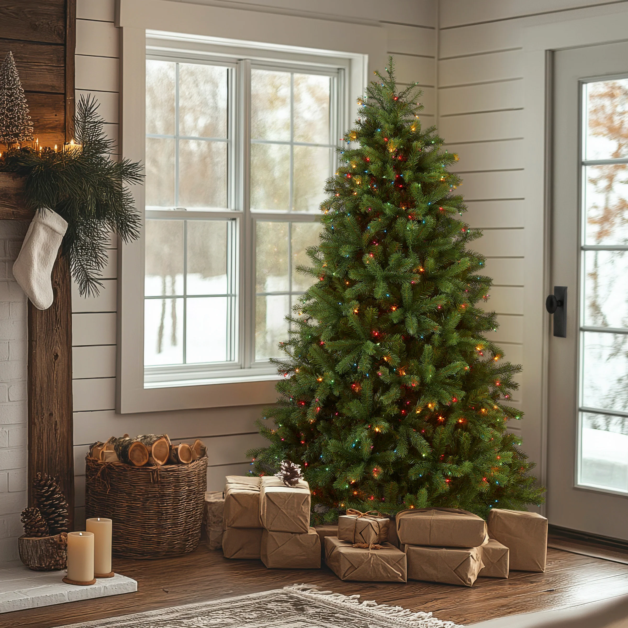 6.5 ft. Pre-Lit Downswept Douglas Fir Tree with Multicolor Lights, Plug-In - Image 2