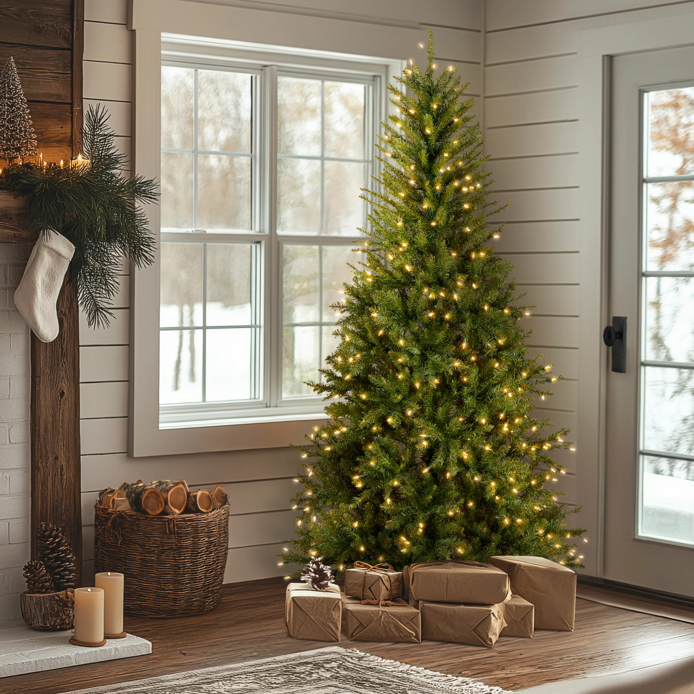 6.5 ft. Pre-Lit Dunhill Fir Slim Tree with Clear Lights - Image 3
