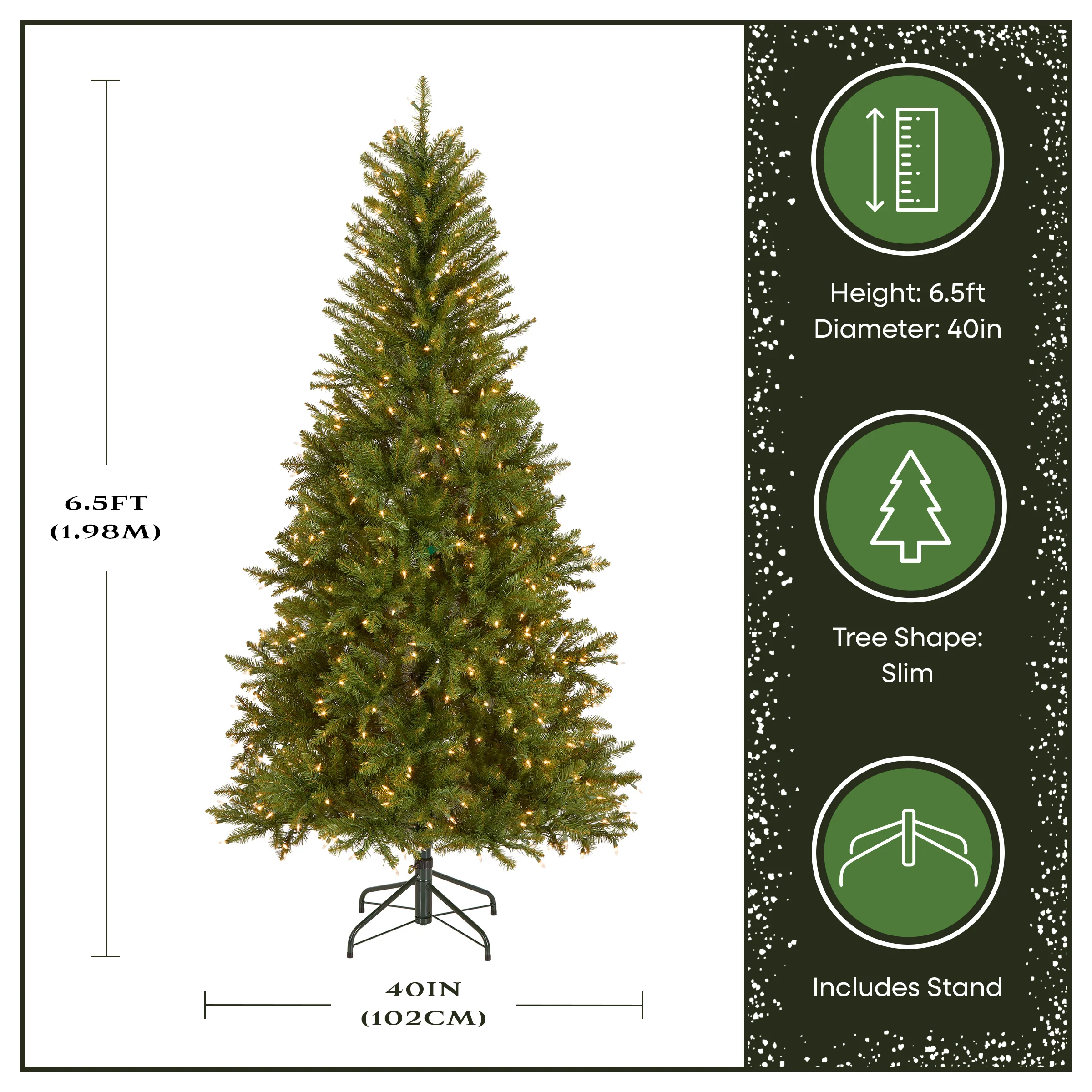 6.5 ft. Pre-Lit Dunhill Fir Slim Tree with Clear Lights - Image 4