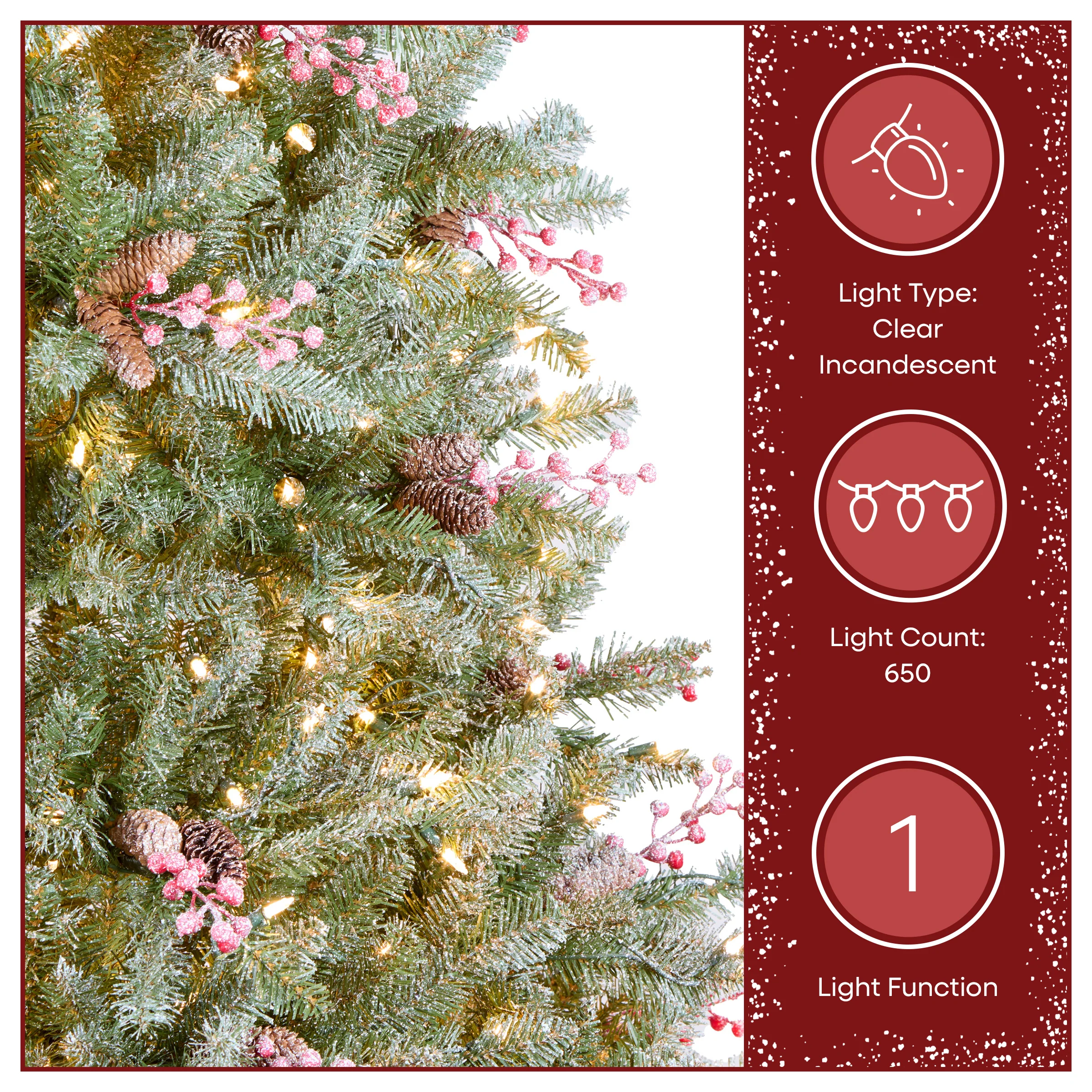 6.5 ft. Pre-Lit Dunhill Fir Flocked Snowy Tree with Clear Lights - Image 6