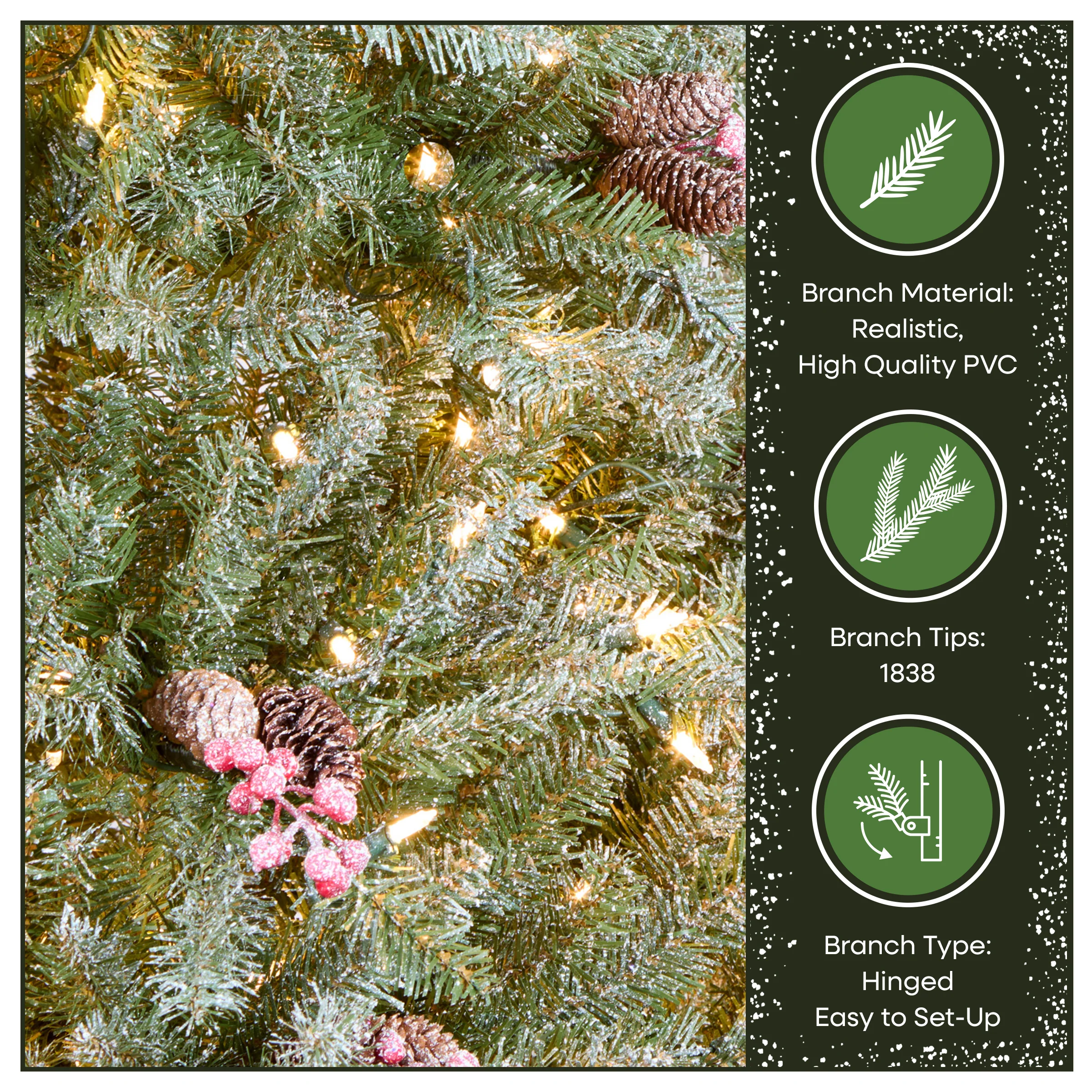 6.5 ft. Pre-Lit Dunhill Fir Flocked Snowy Tree with Clear Lights - Image 7