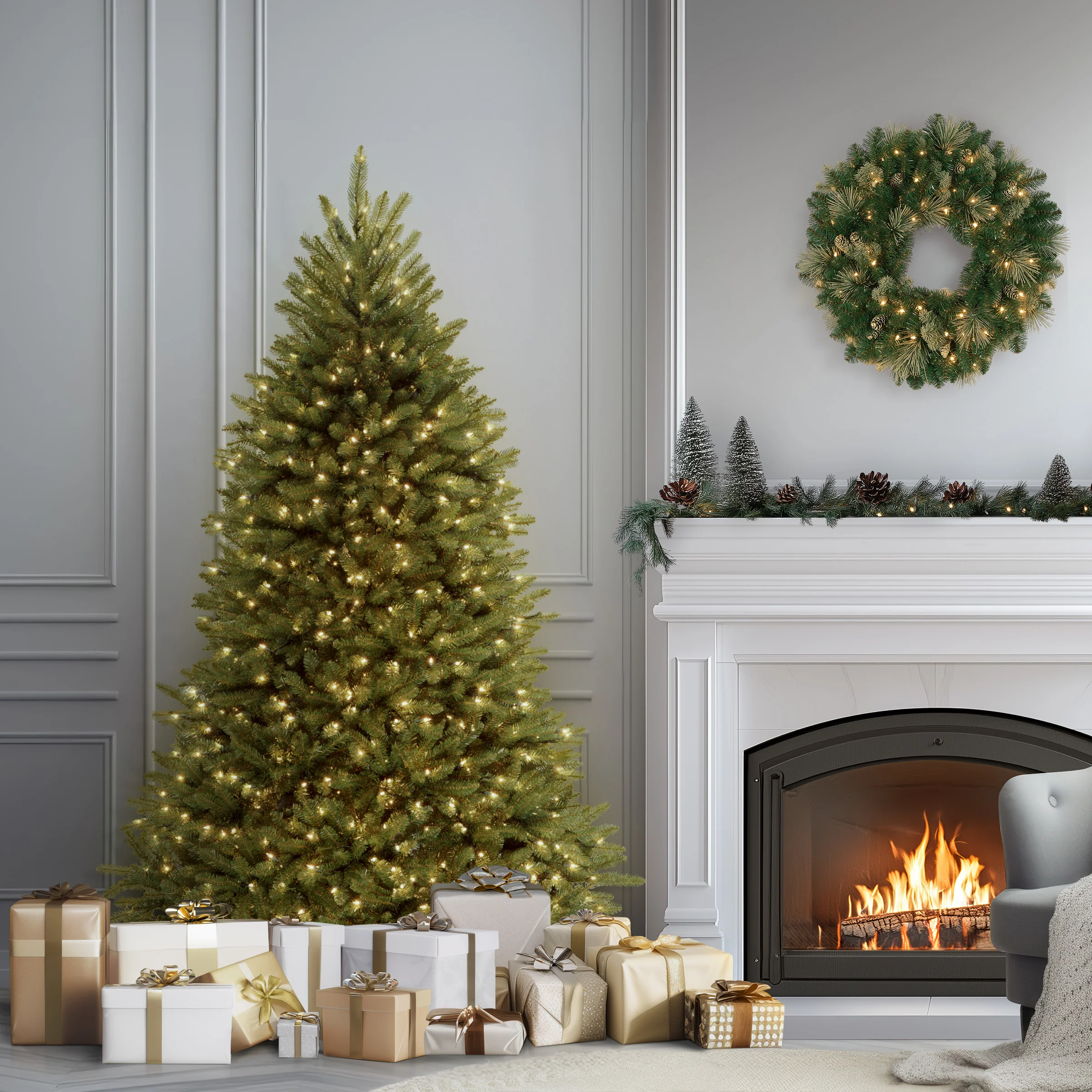 6.5 ft. Pre-Lit Dunhill Fir Tree with PowerConnect Clear Lights, Plug-In - Image 2