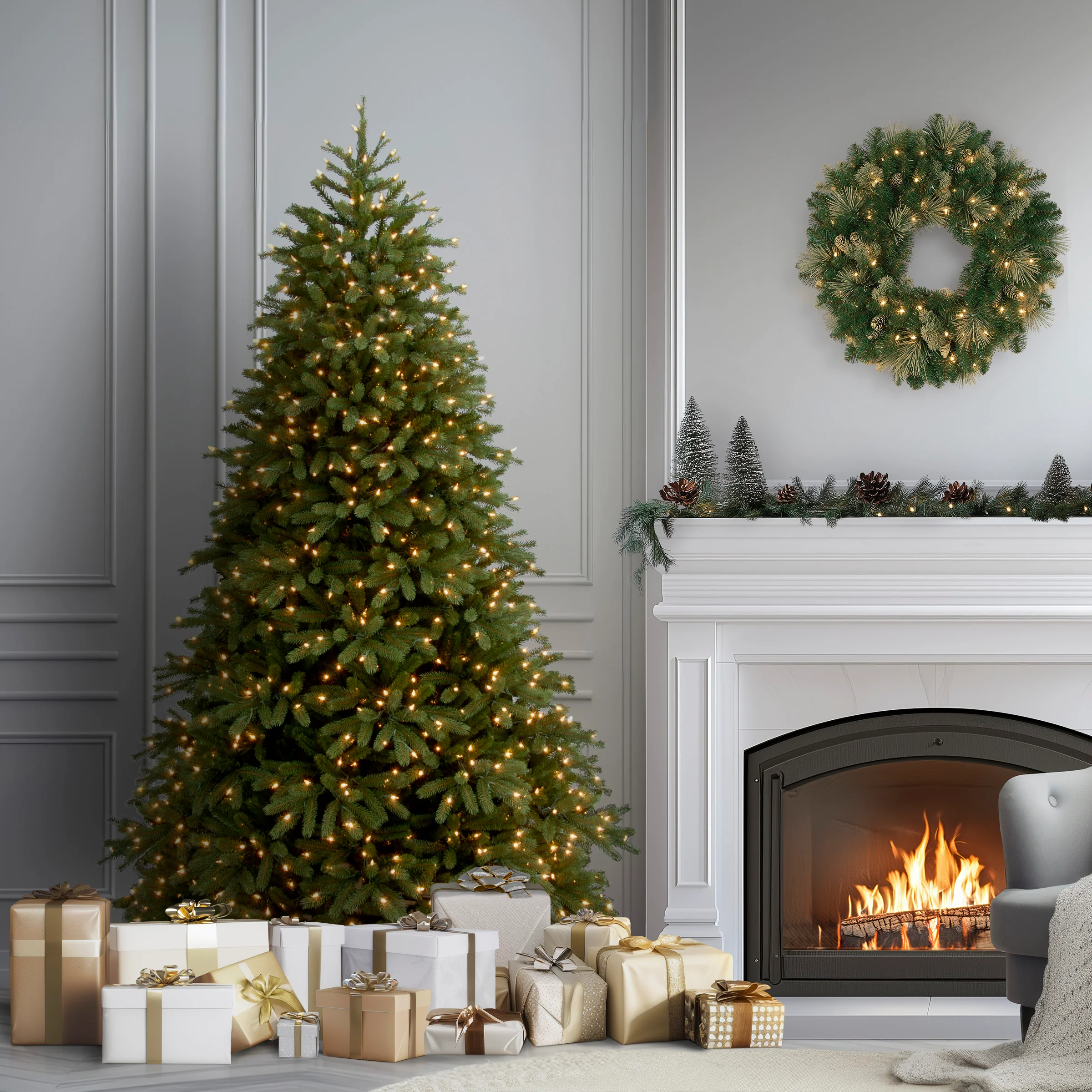 6.5 ft. Pre-Lit Jersey Fraser Fir Medium Tree with Clear Lights, Plug-In - Image 2