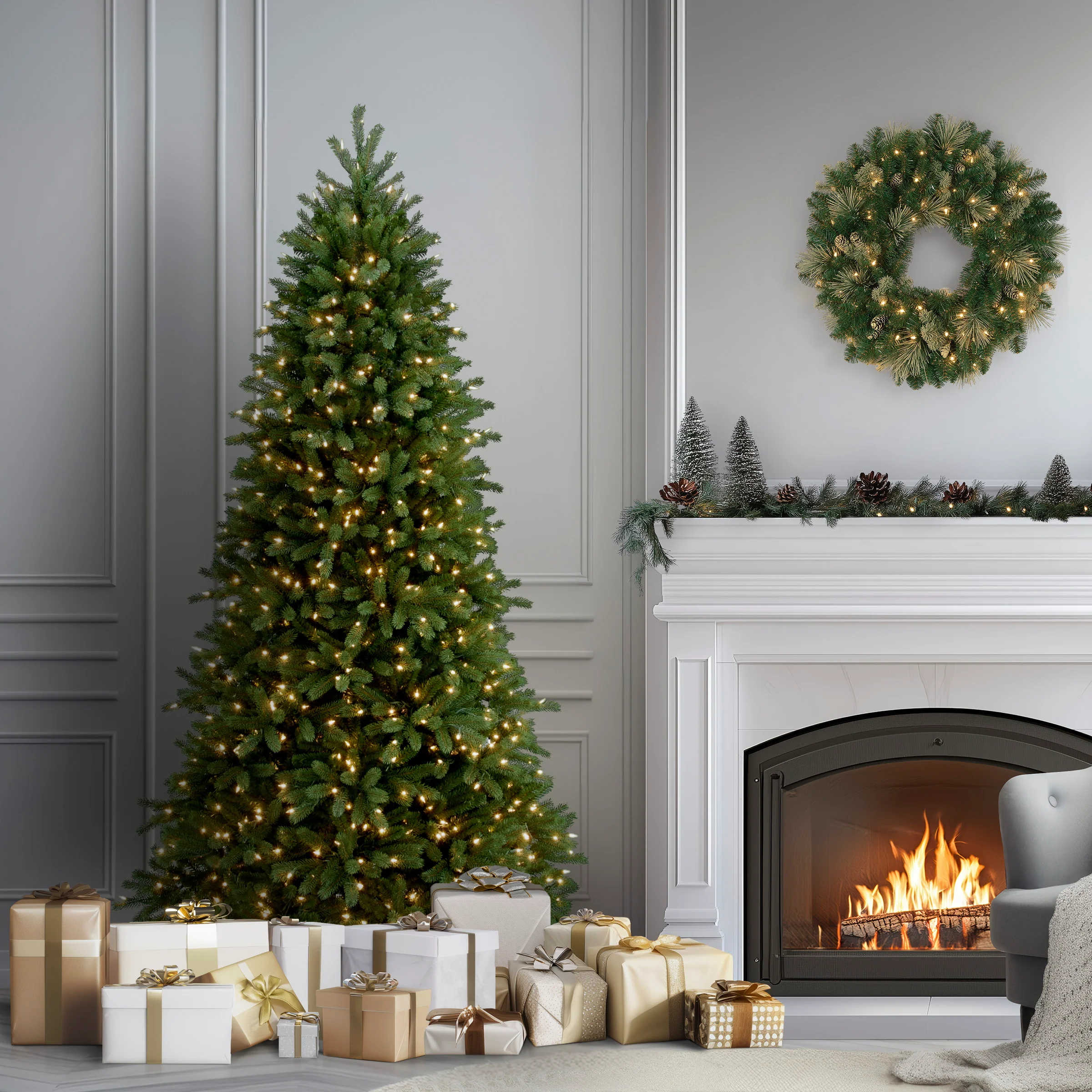 6.5 ft. Pre-Lit Jersey Fraser Fir Slim Tree with Clear Lights, Plug-In - Image 2