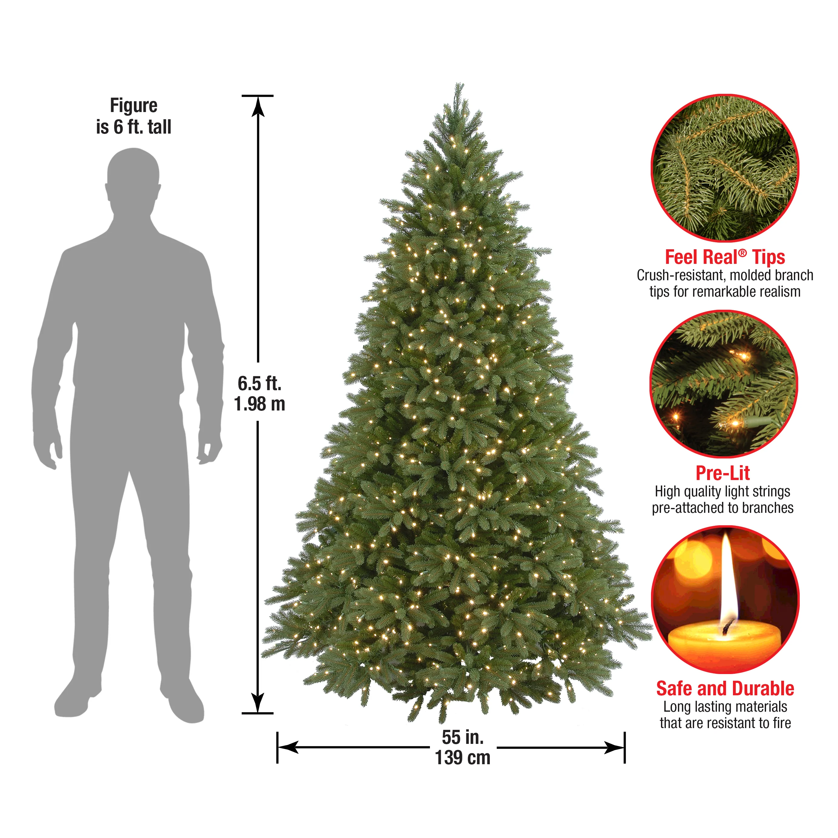 6.5 ft. Pre-Lit Jersey Fraser Fir Tree with Clear Lights, Plug-In - Image 6