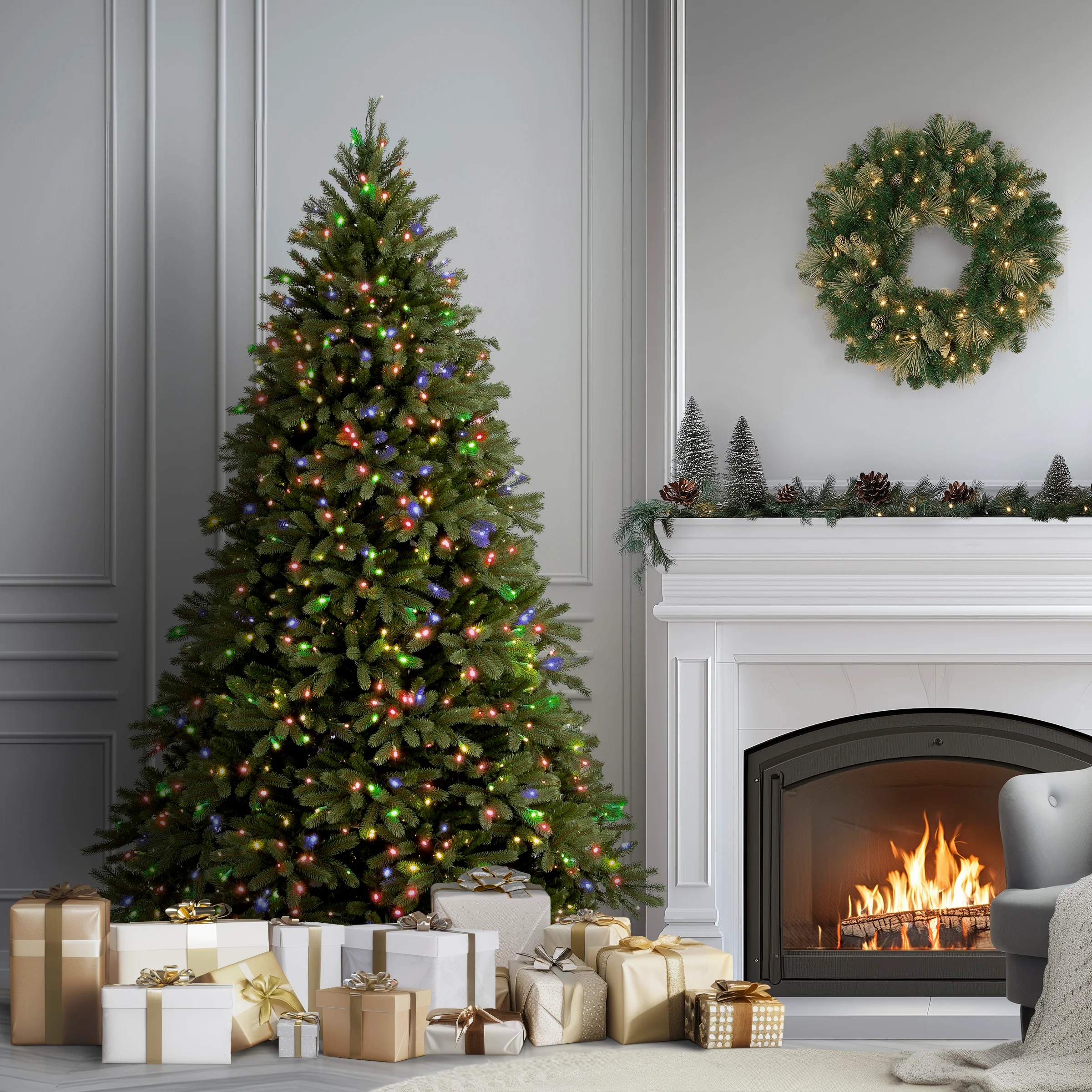 6.5 ft. Pre-Lit Jersey Fraser Fir Tree with Multicolor Lights, Plug-In - Image 2