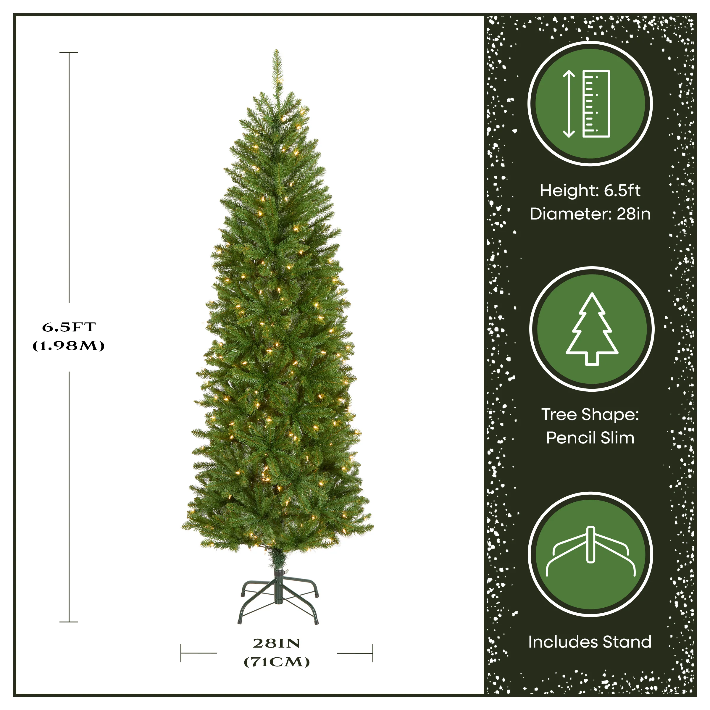 6.5 ft. Pre-Lit Kingswood Fir Pencil Tree with Clear Lights - Image 4