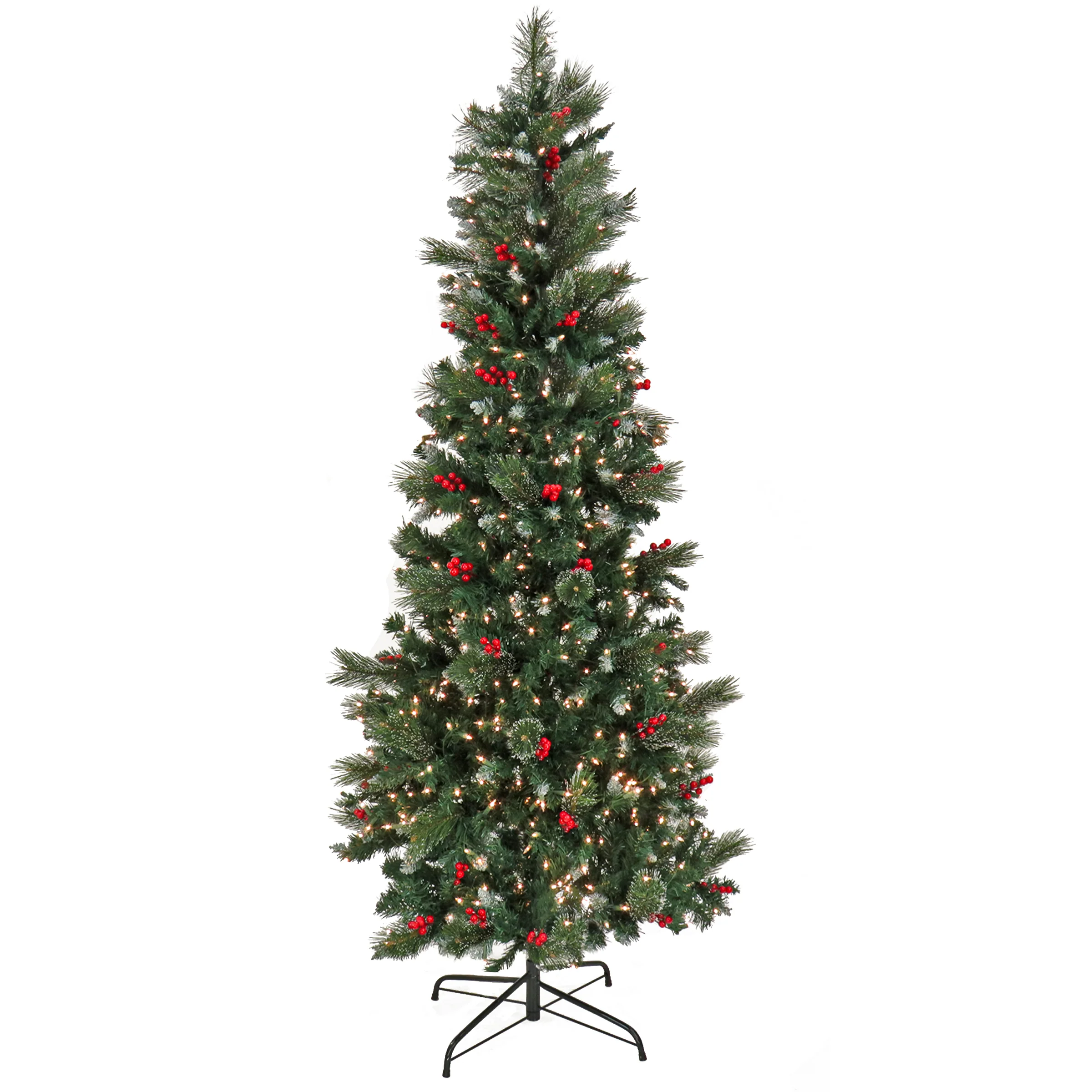 6.5 ft. Pre-Lit Meadowlark Pencil Tree with Clear Lights, Plug-In