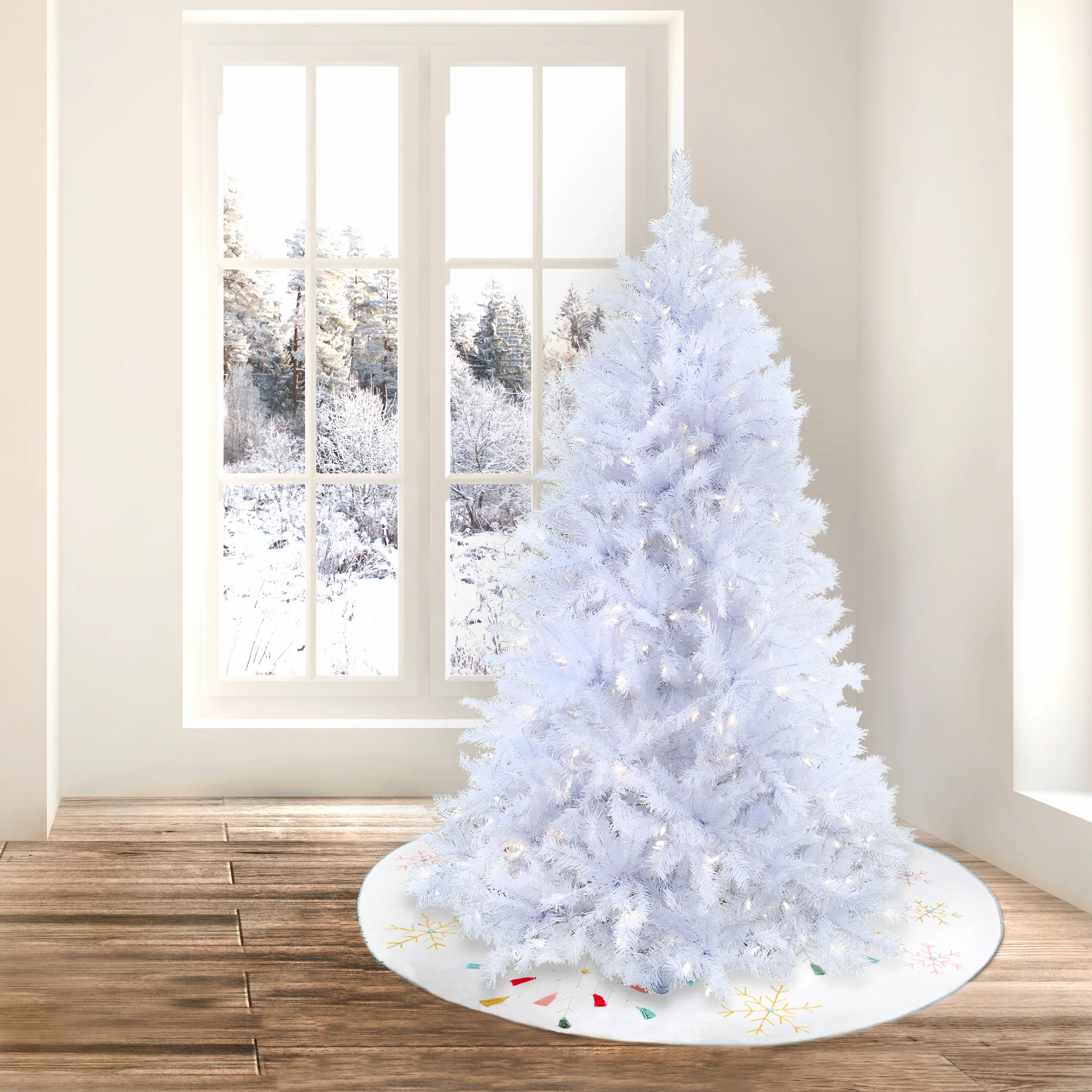 6.5 ft. Pre-Lit Millville White Tree with PowerConnect Dual Color LED Lights, Plug-In - Image 2