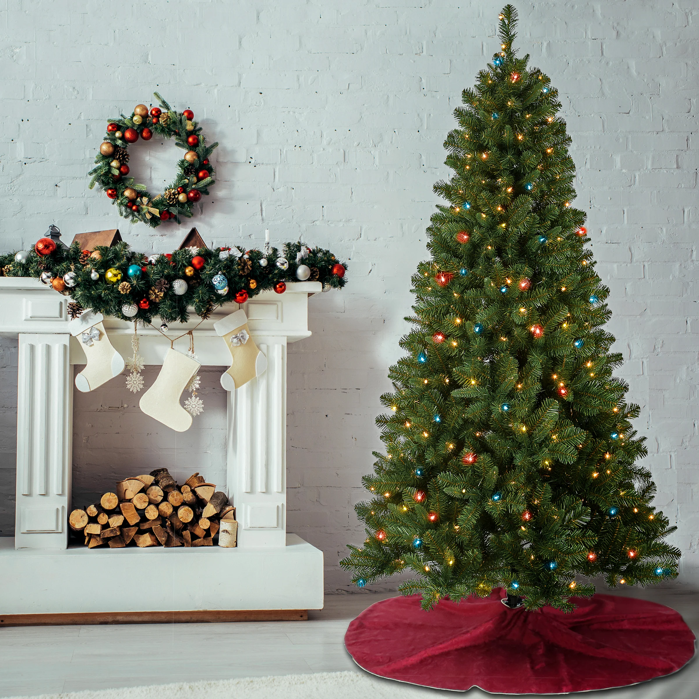 6.5 ft. Pre-Lit Mixed Pine Tree with Multicolor Lights - Image 2
