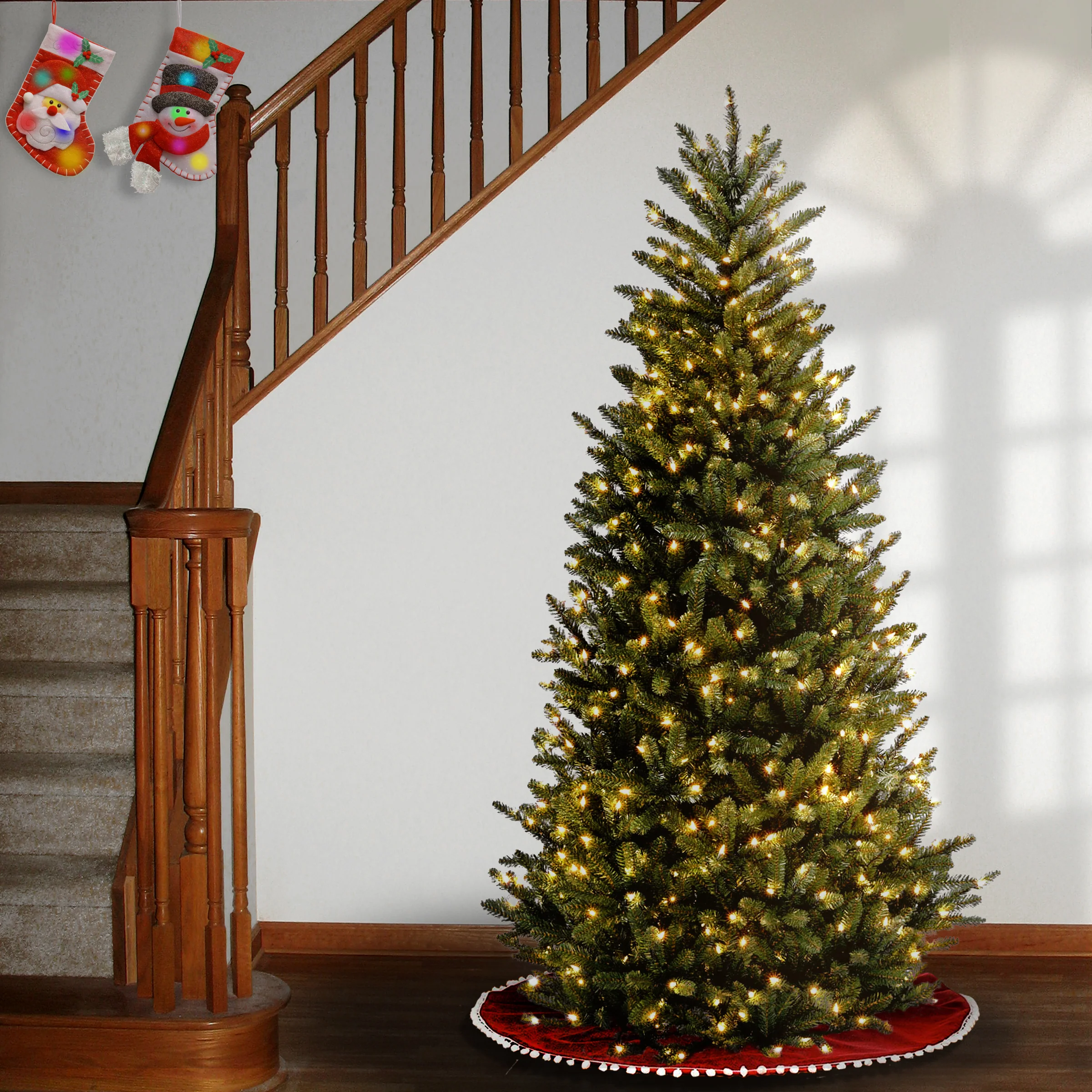 6.5 ft. Pre-Lit Natural Fraser Fir Slim Tree with Clear Lights, Plug-In - Image 3
