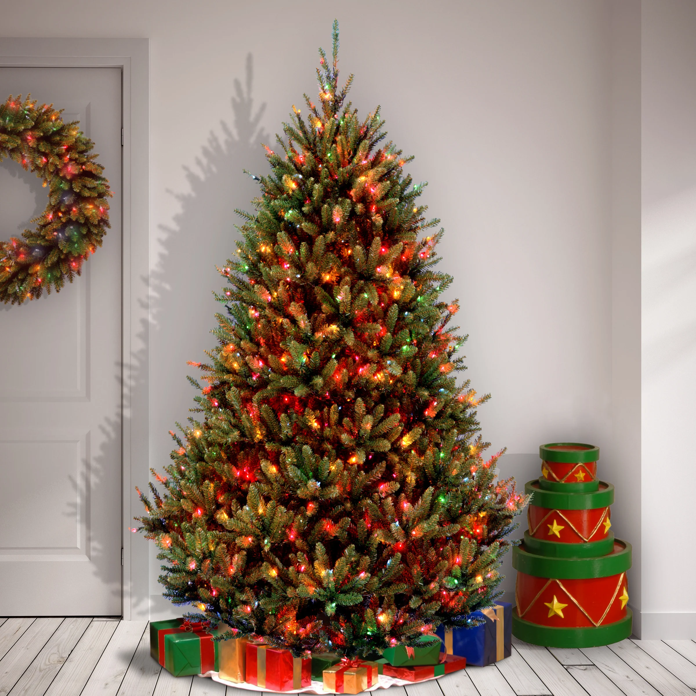 6.5 ft. Pre-Lit Natural Fraser Fir Tree with Multicolor Lights - Image 2