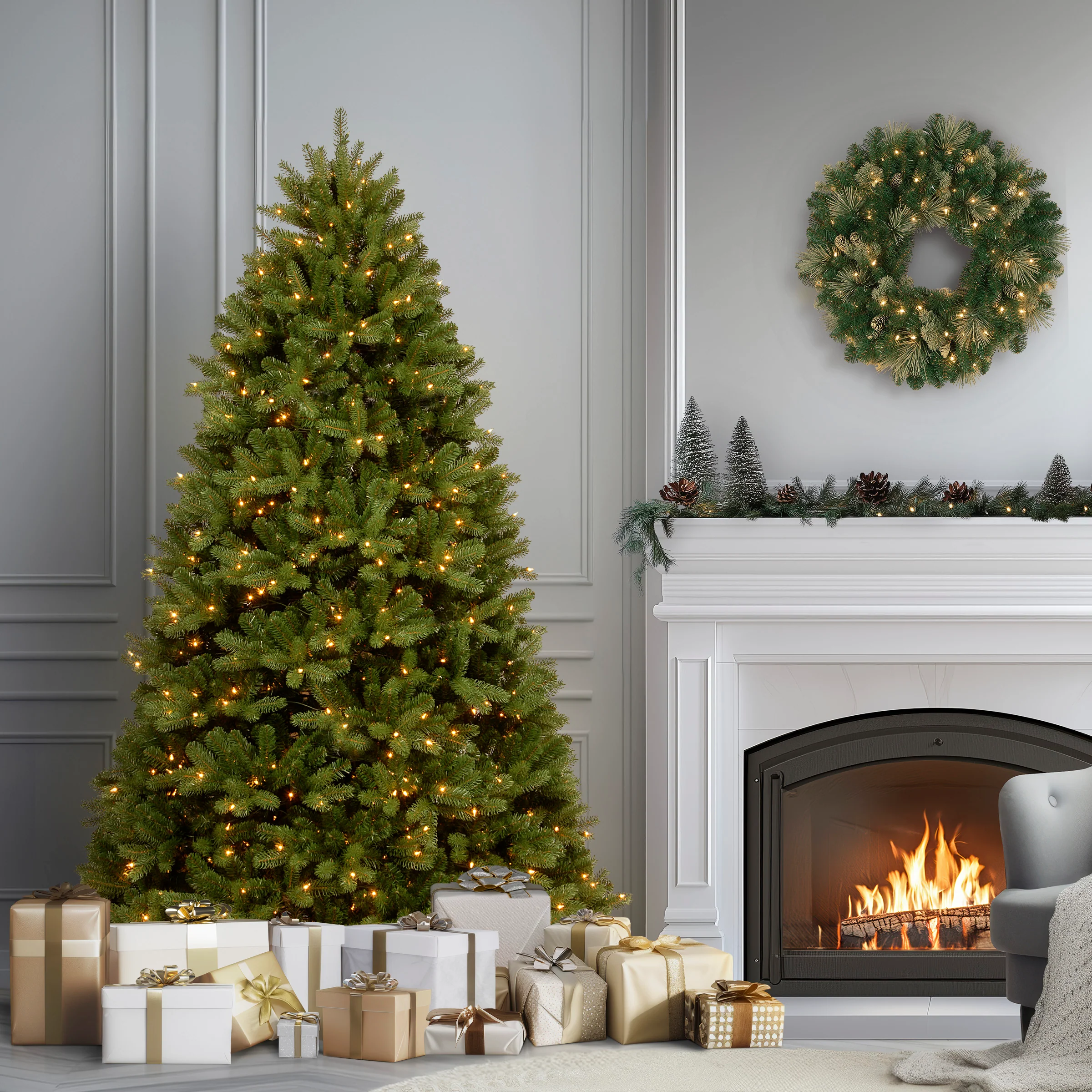 6.5 ft. Pre-Lit Newberry Spruce Tree with PowerConnect Dual Color LED Lights, Plug-In - Image 2