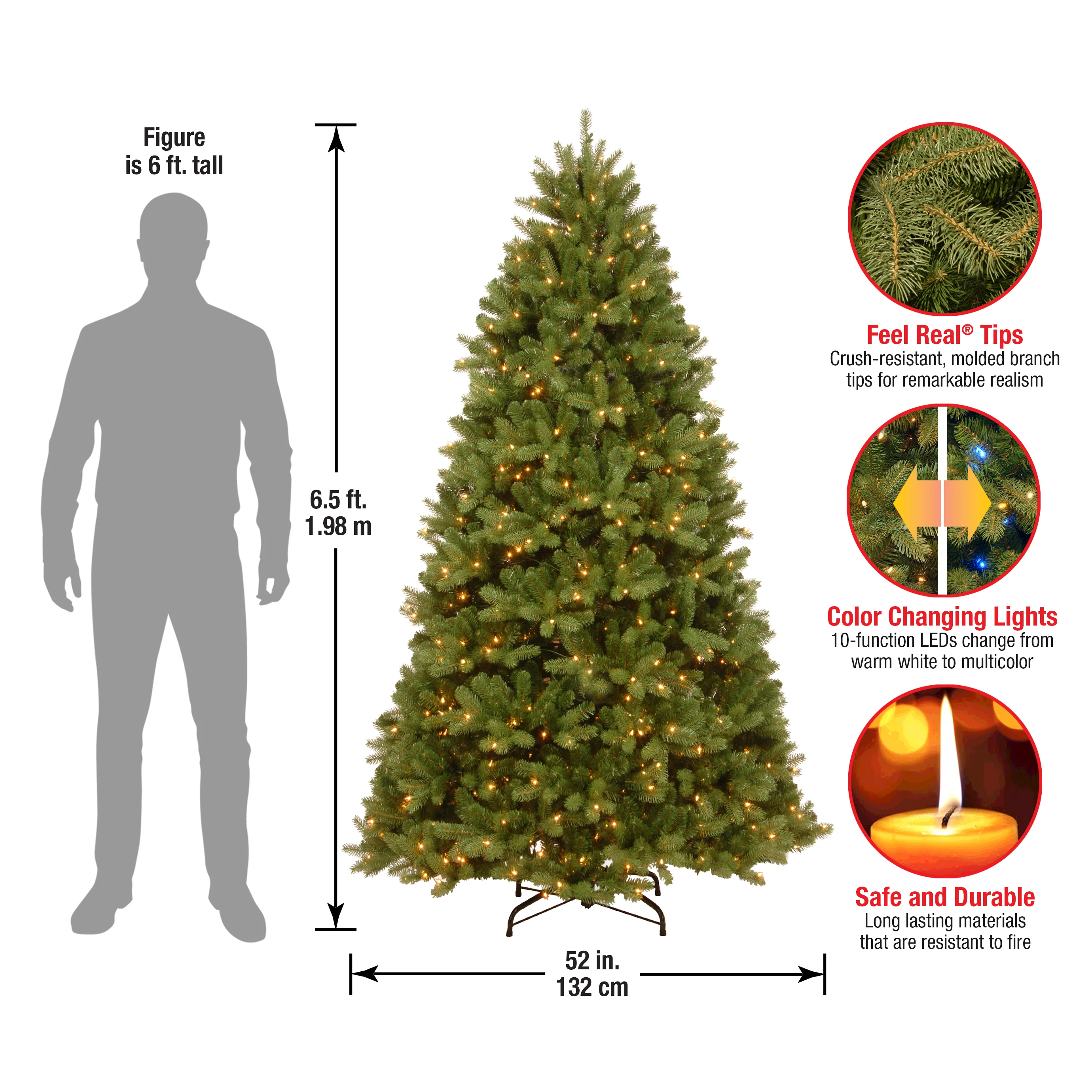 6.5 ft. Pre-Lit Newberry Spruce Tree with PowerConnect Dual Color LED Lights, Plug-In - Image 5