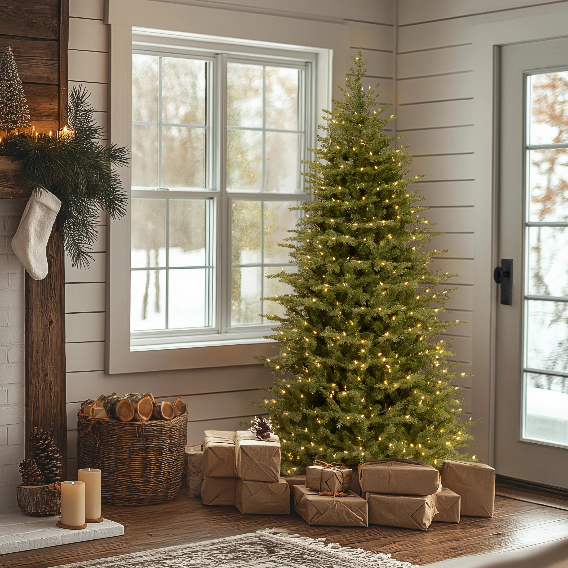 6.5 ft. Pre-Lit Nordic Spruce Slim Tree with Clear Lights, Plug-In - Image 2