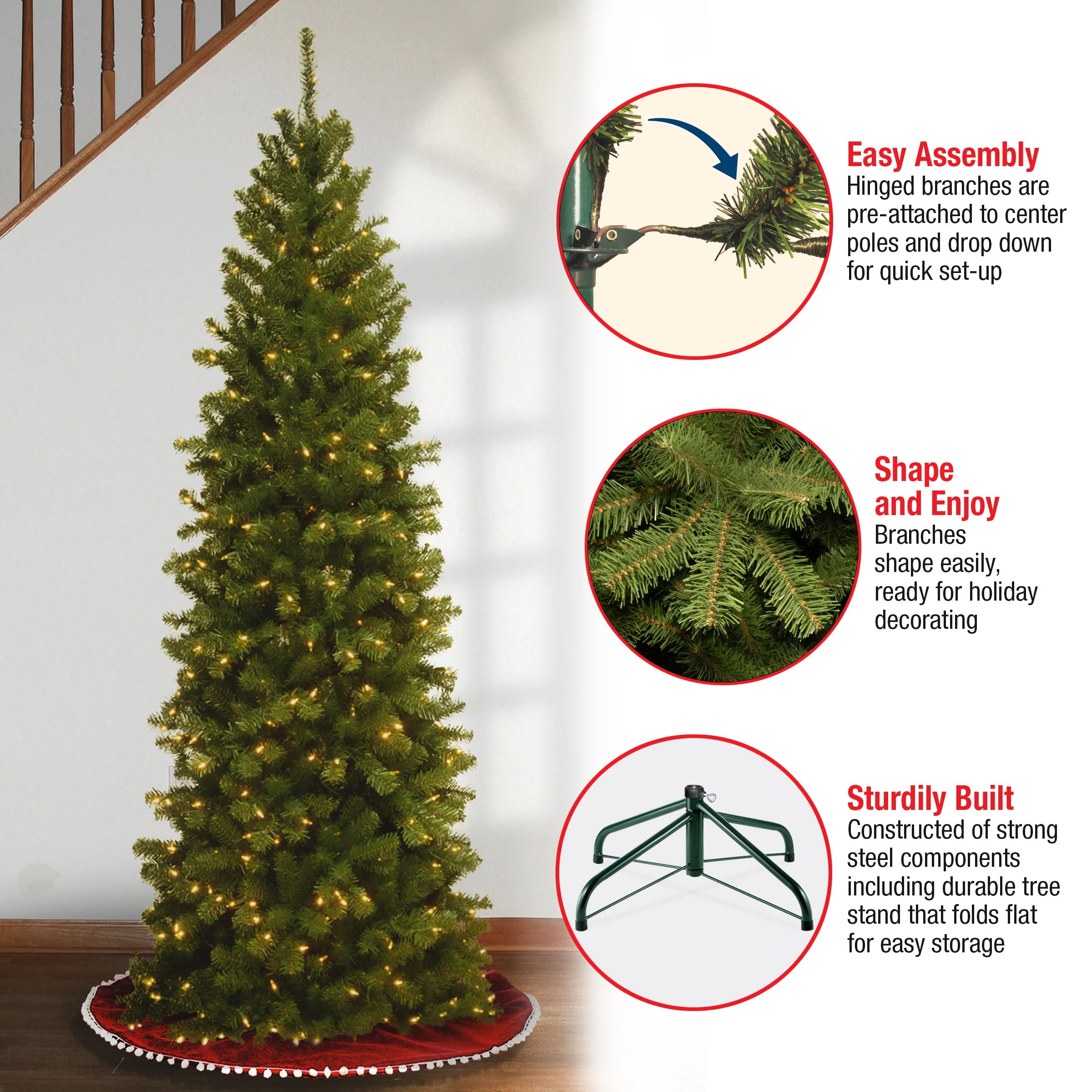 6.5 ft. Pre-Lit North Valley Spruce Pencil Slim Tree with Clear Lights, Plug-In - Image 8