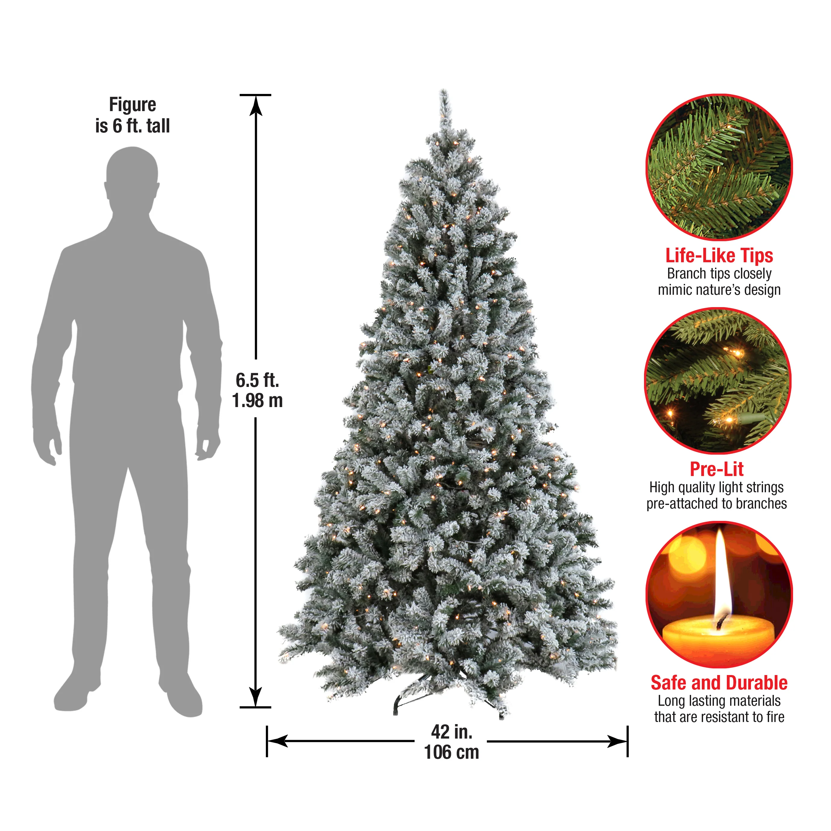 6.5 ft. Pre-Lit North Valley Spruce Tree with Clear Lights - Image 5