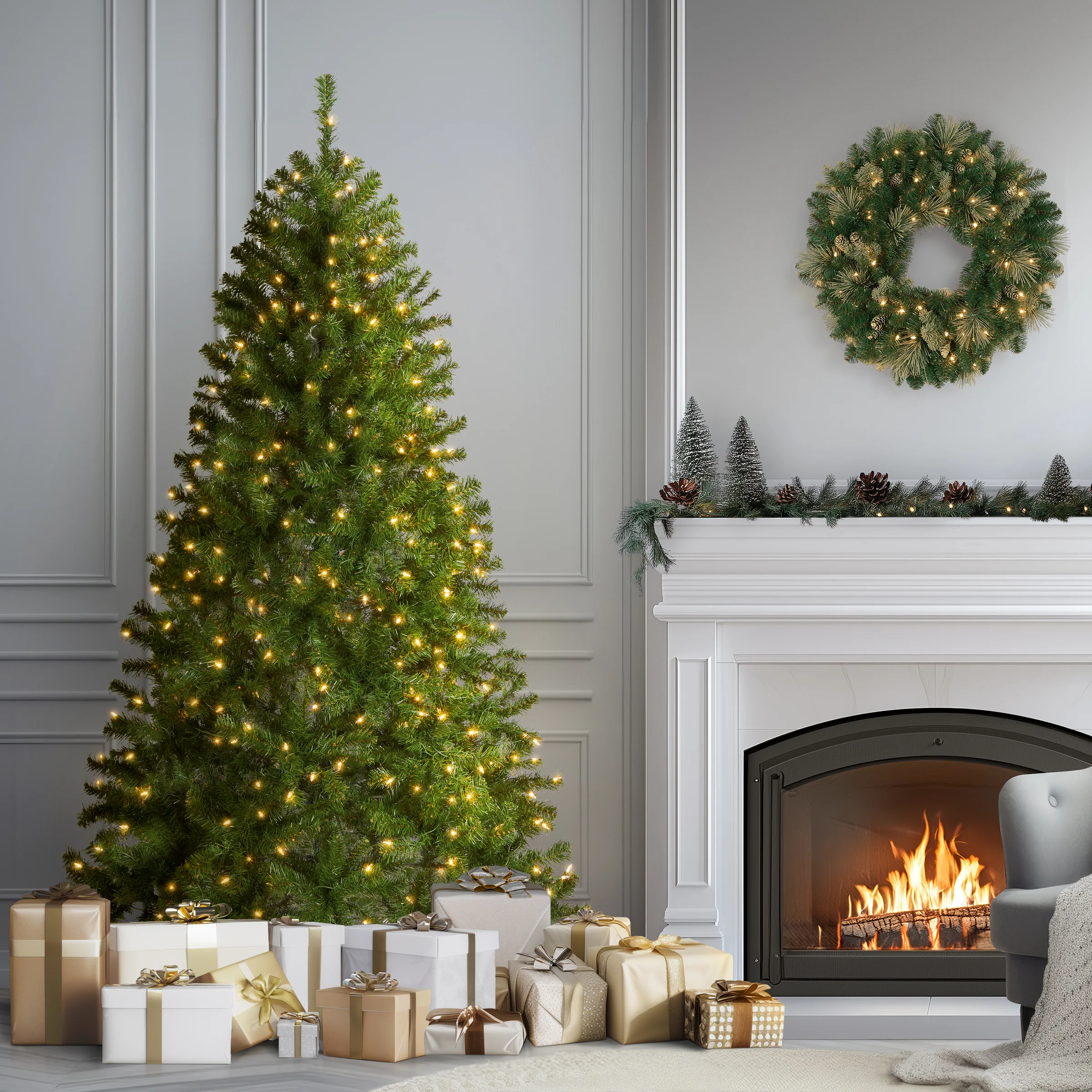 6.5 ft. Pre-Lit North Valley Spruce Tree with Clear Lights, Plug-In - Image 2