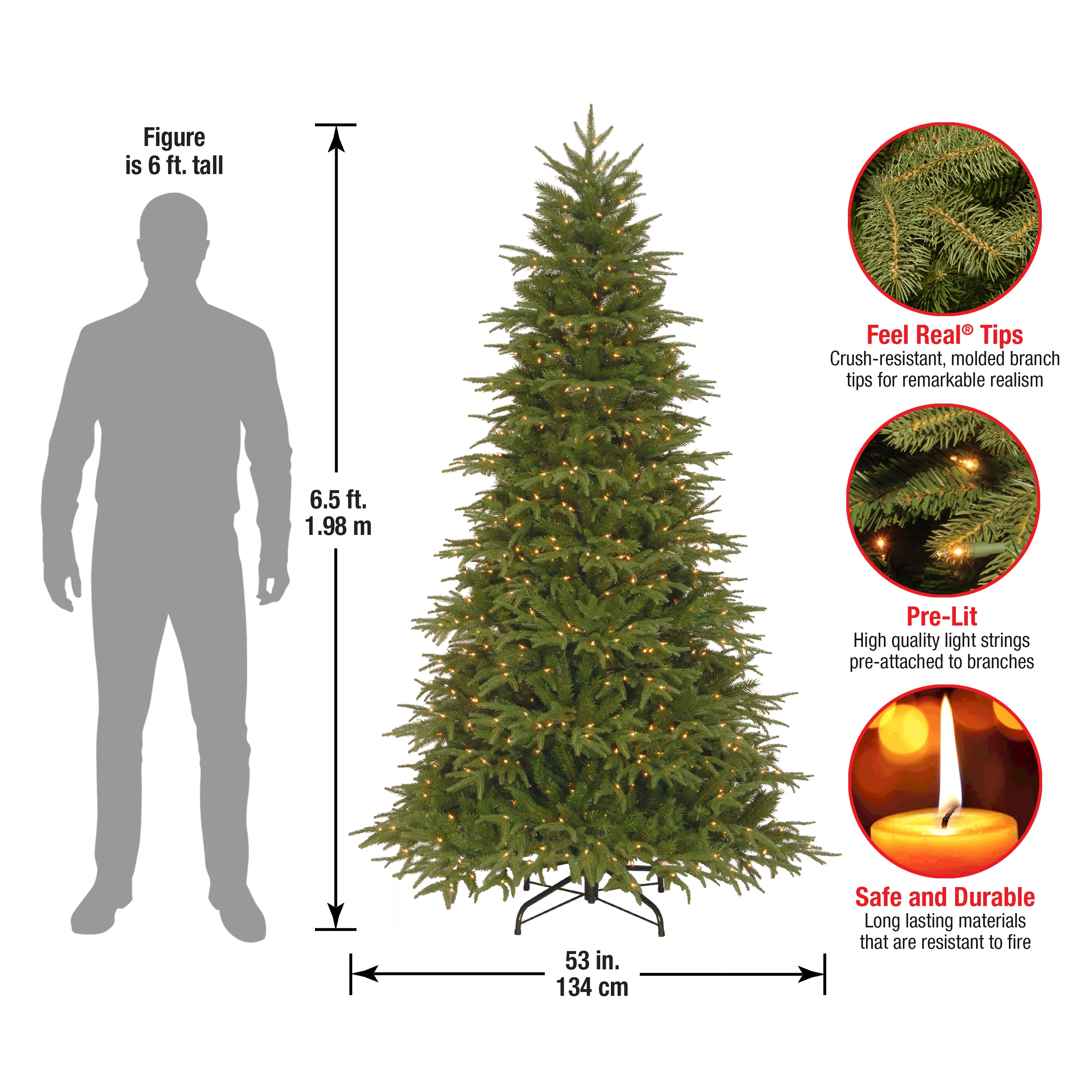 6.5 ft. Pre-Lit Northern Fraser Fir Tree with Clear Lights - Image 5