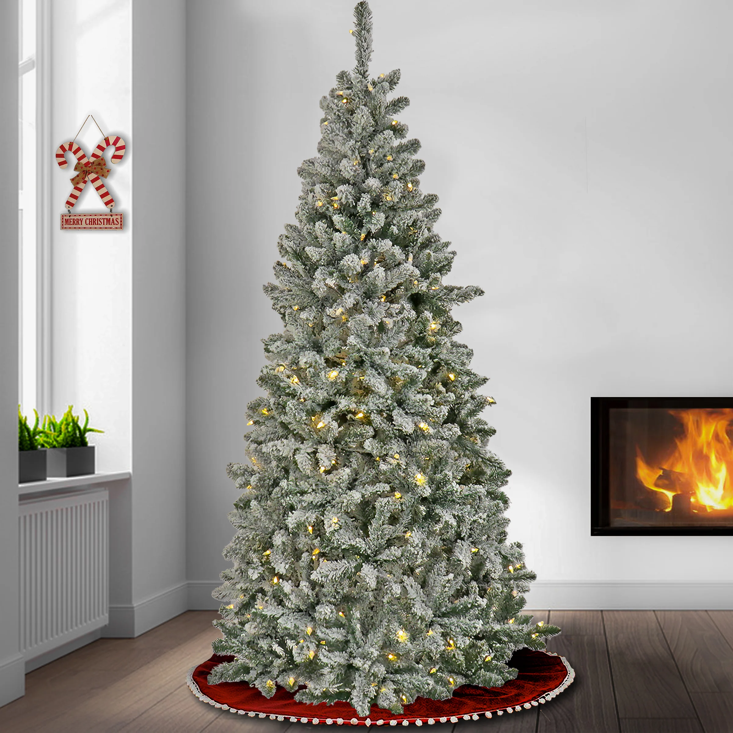 6.5 ft. Pre-Lit Snowy Chatham Slim Tree with  PowerConnect Dual Color LED Lights, Plug-In - Image 2