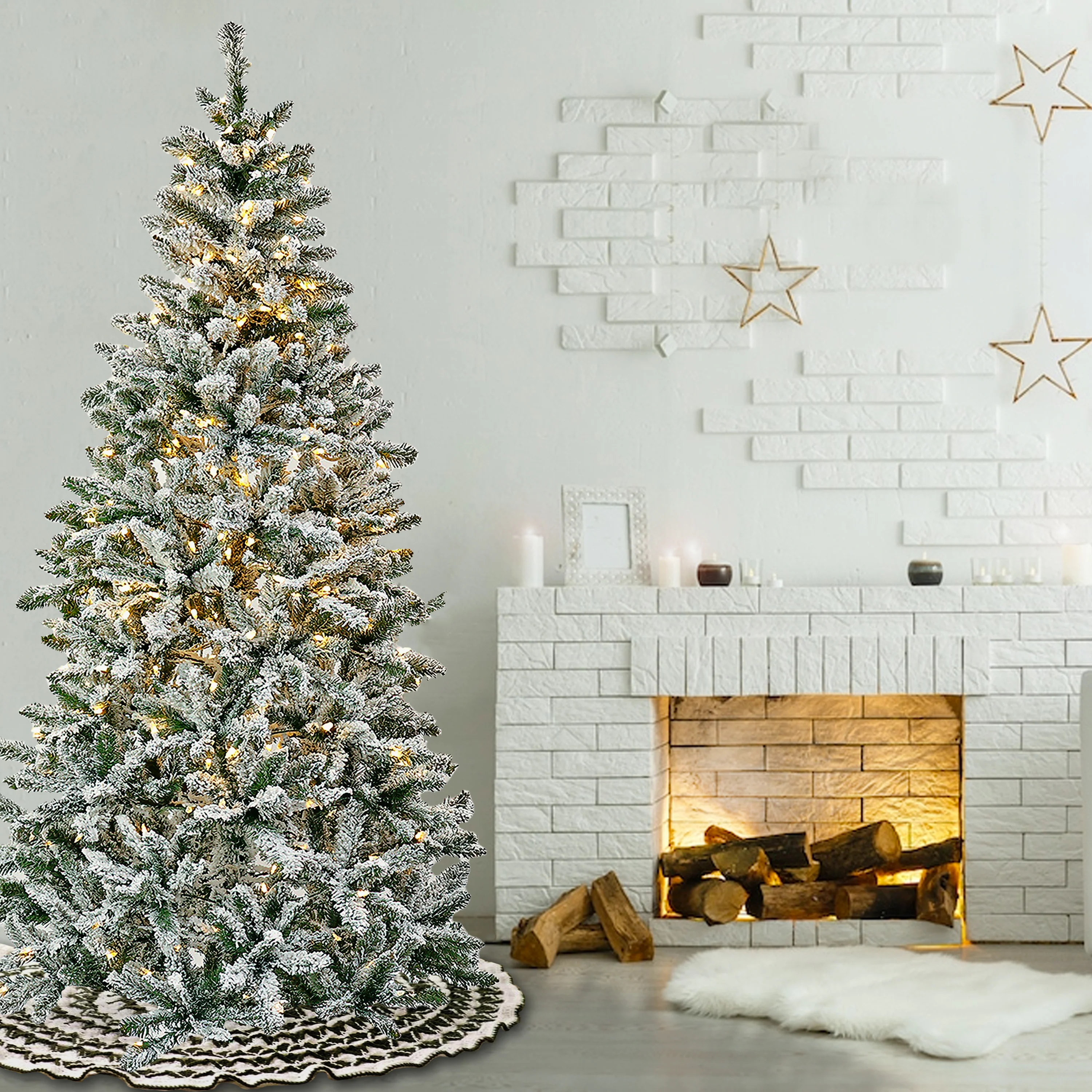 6.5 ft. Pre-Lit Snowy Chatham Slim Tree with Warm White LED Lights, Plug-In - Image 2