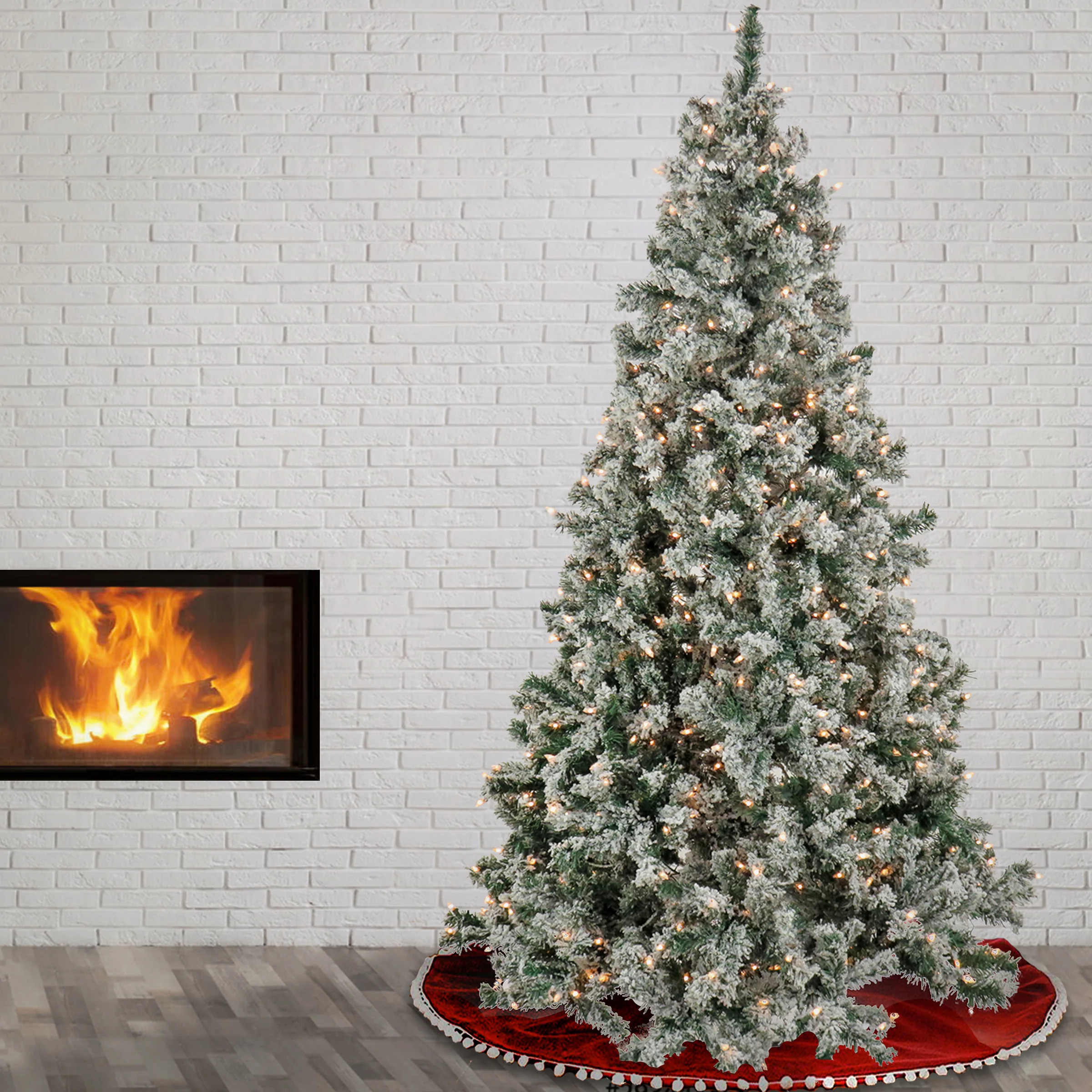 6.5 ft. Pre-Lit Snowy Crestview Tree with Clear Lights, Plug-In - Image 2
