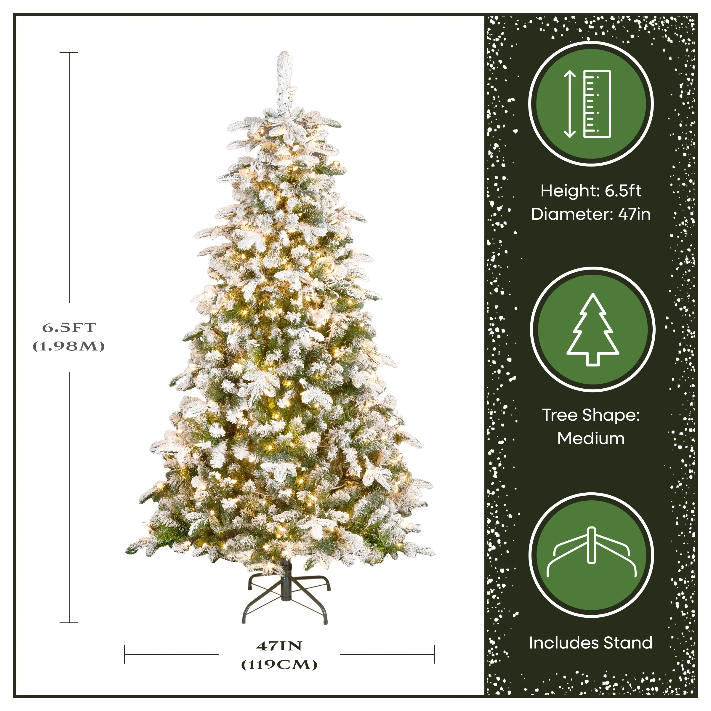 6.5 ft. Pre-Lit Snowy Everest Fir Medium Tree with Clear Lights, Plug-In - Image 4