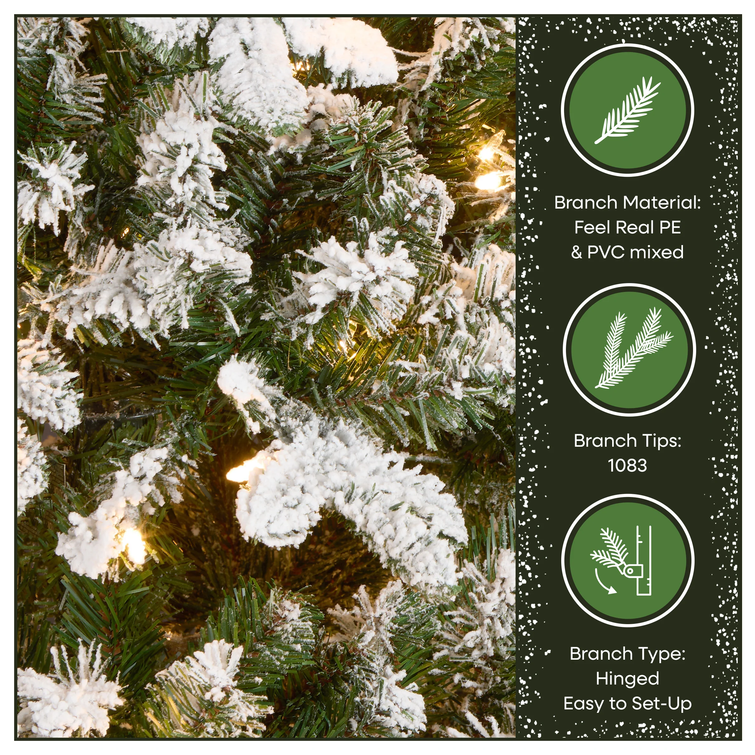 6.5 ft. Pre-Lit Snowy Everest Fir Medium Tree with Clear Lights, Plug-In - Image 7