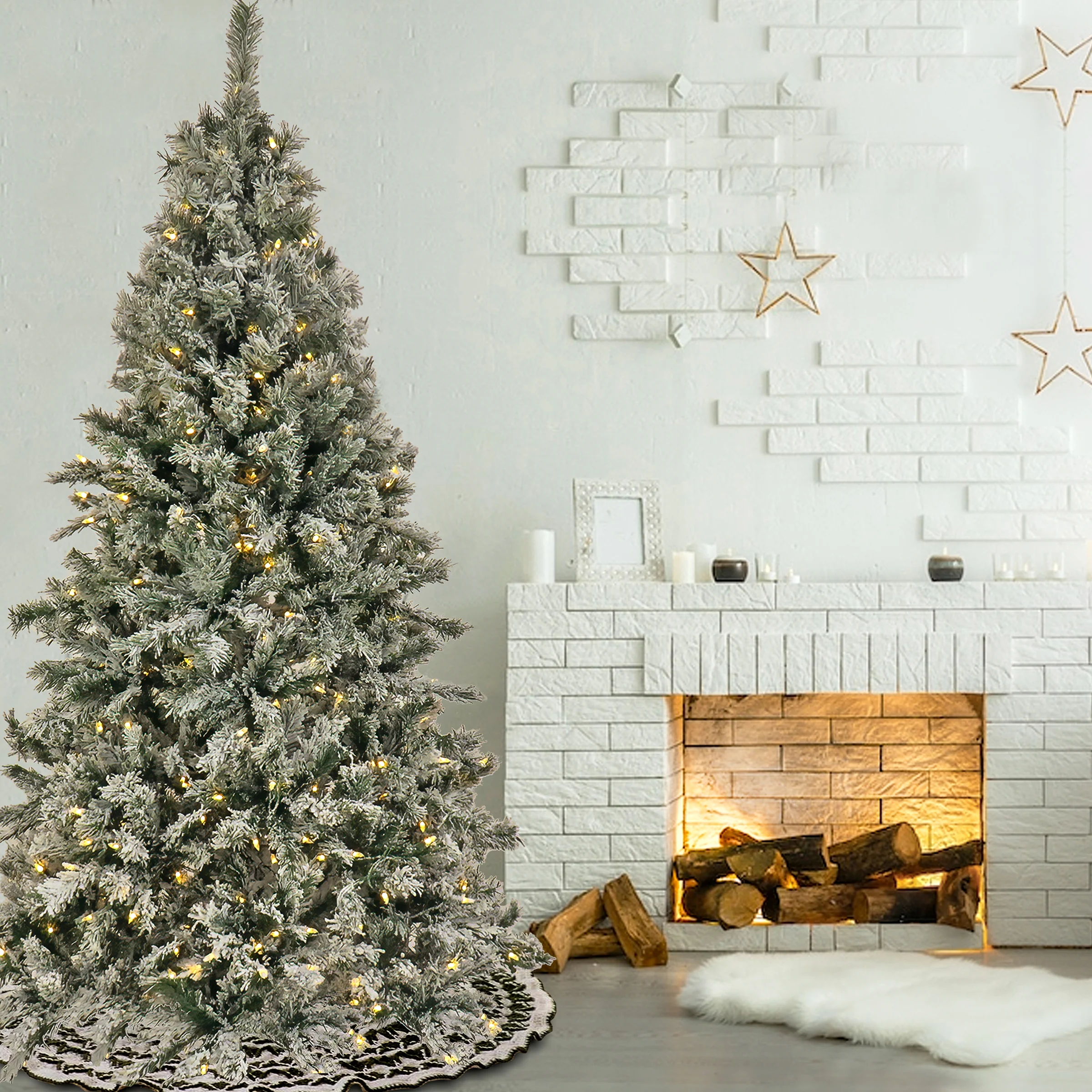 6.5 ft. Pre-Lit Snowy Harwich Tree with Dual Color LED Lights, Plug-In - Image 2
