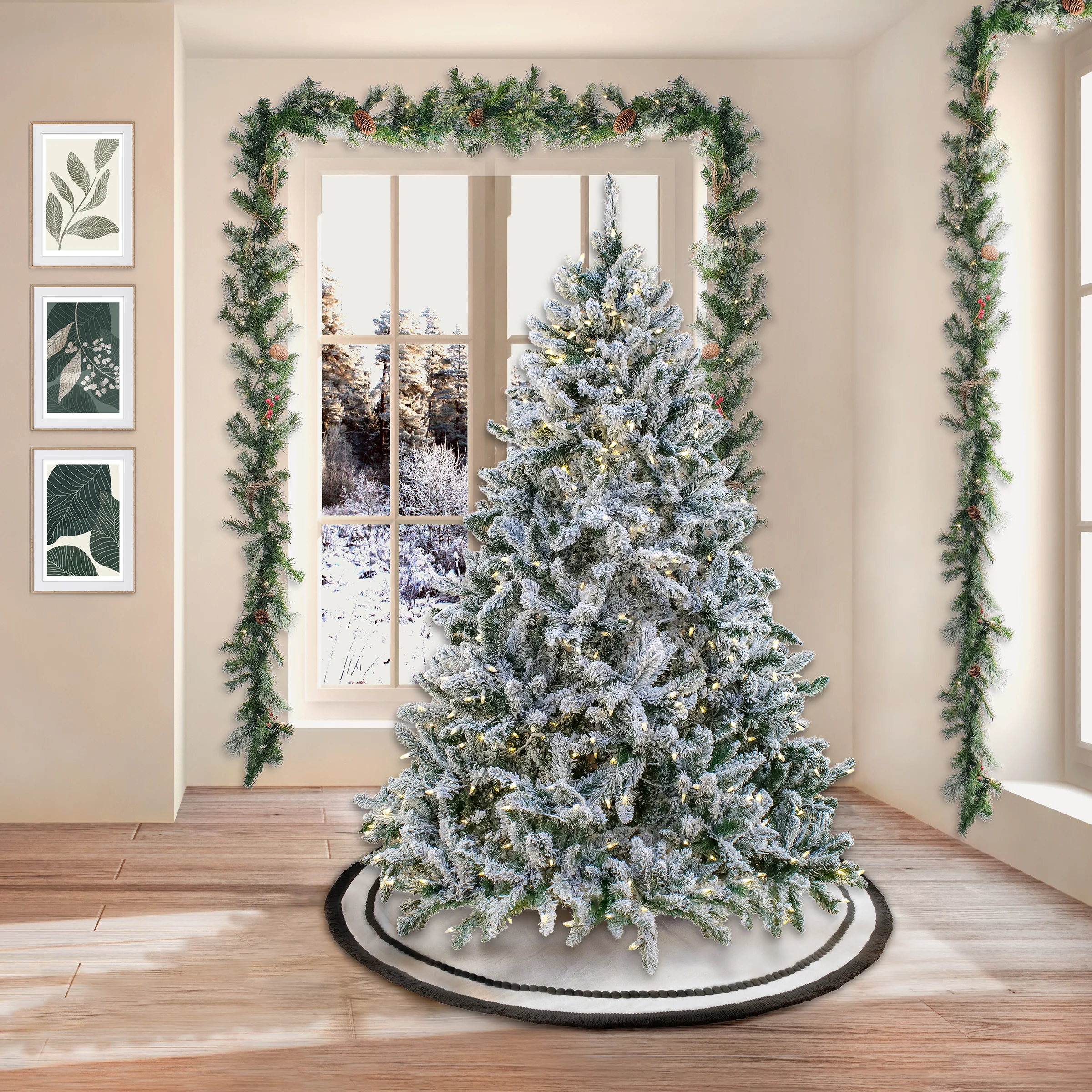 6.5 ft. Pre-Lit Snowy Hudson Tree with  PowerConnect Dual Color LED Lights, Plug-In - Image 2