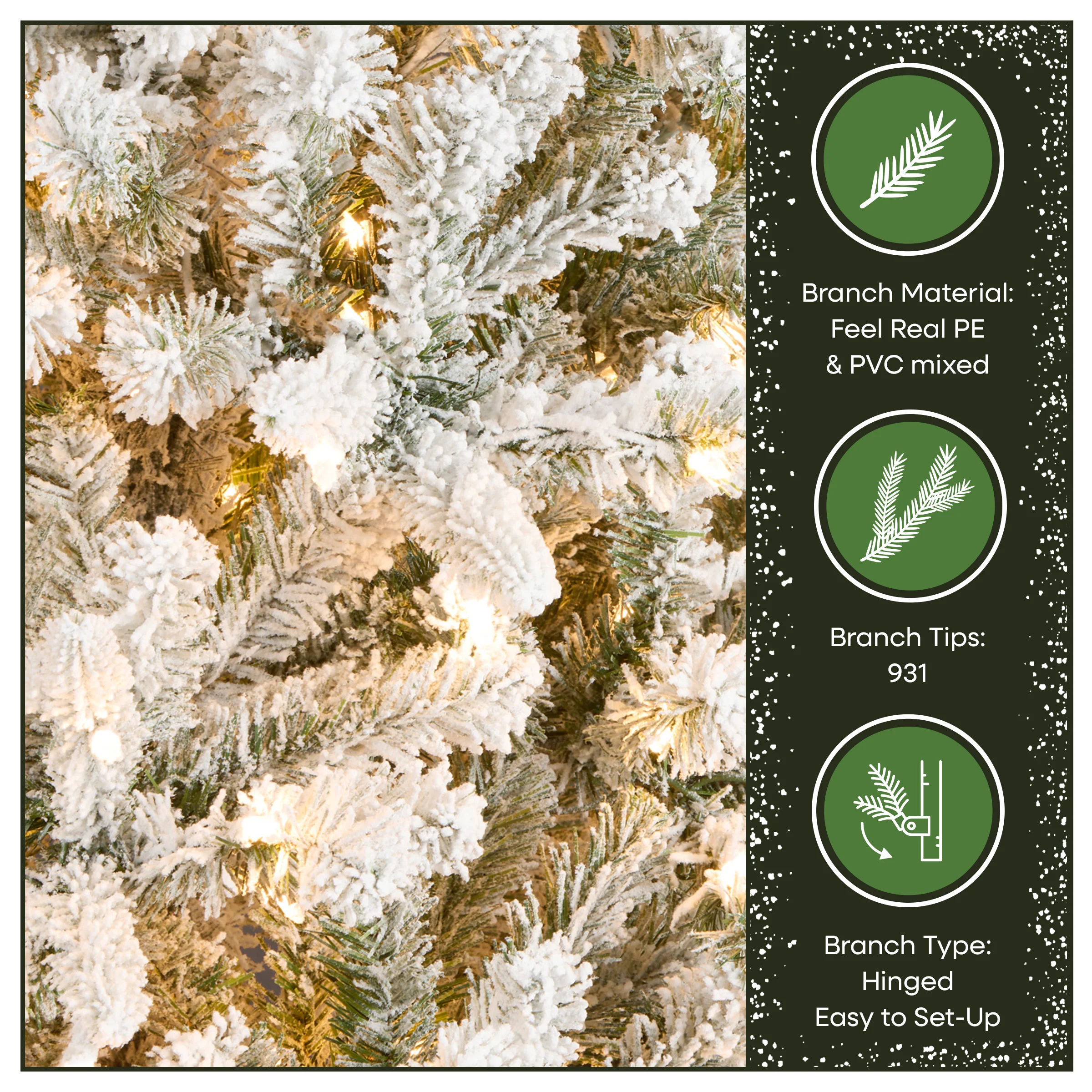 6.5 ft. Pre-Lit Snowy Mixed Pine Tree with Clear Lights - Image 7