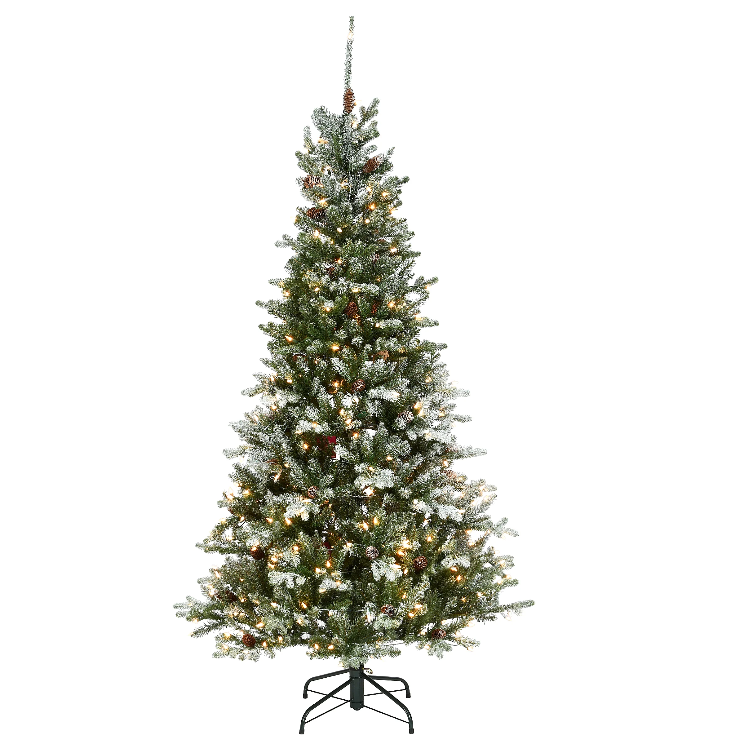 6.5 ft. Pre-Lit Snowy Morgan Spruce Slim Tree with Clear Lights