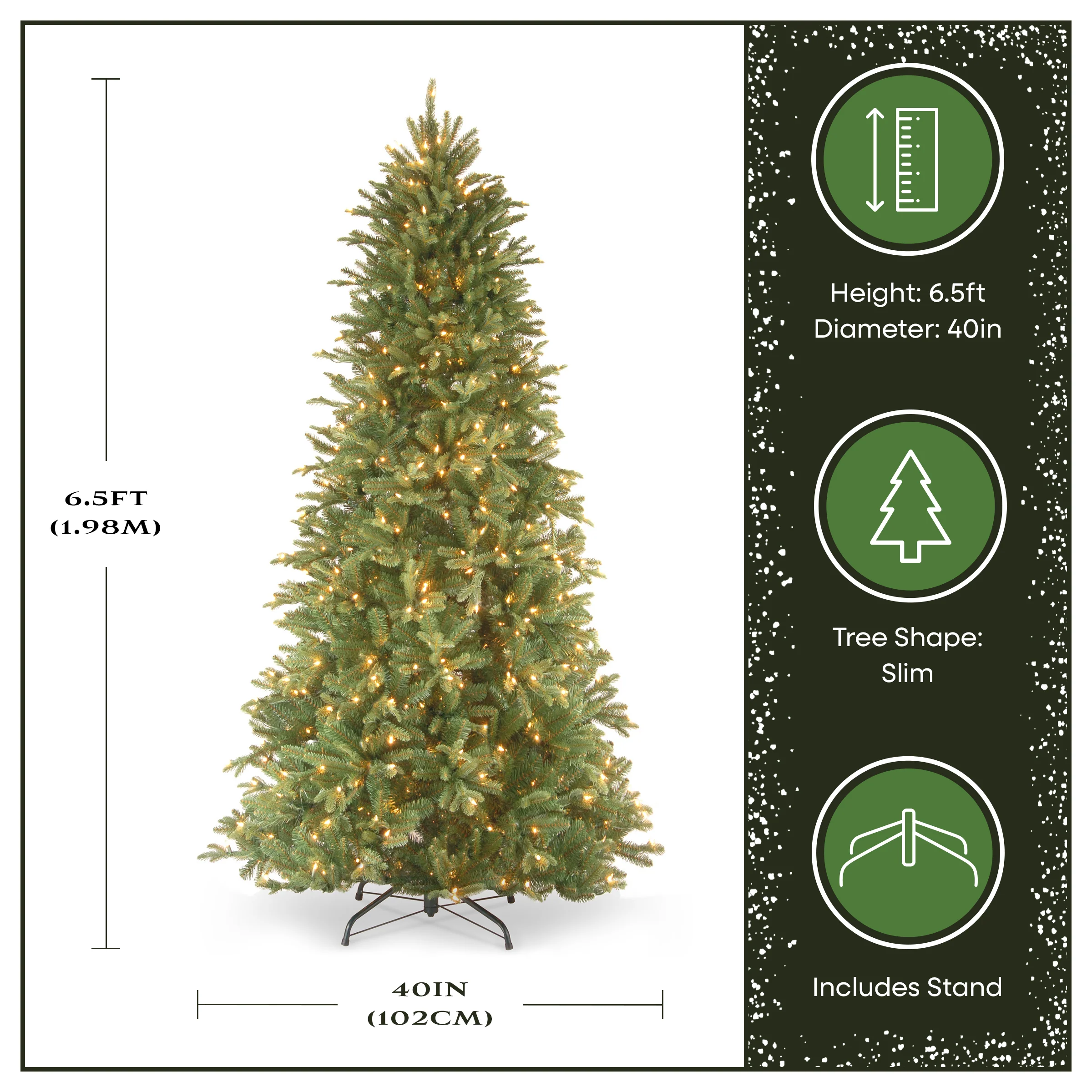 6.5 ft. Pre-Lit Tiffany Fir Slim Tree with Clear Lights PE Branch Tips, Plug-In - Image 3