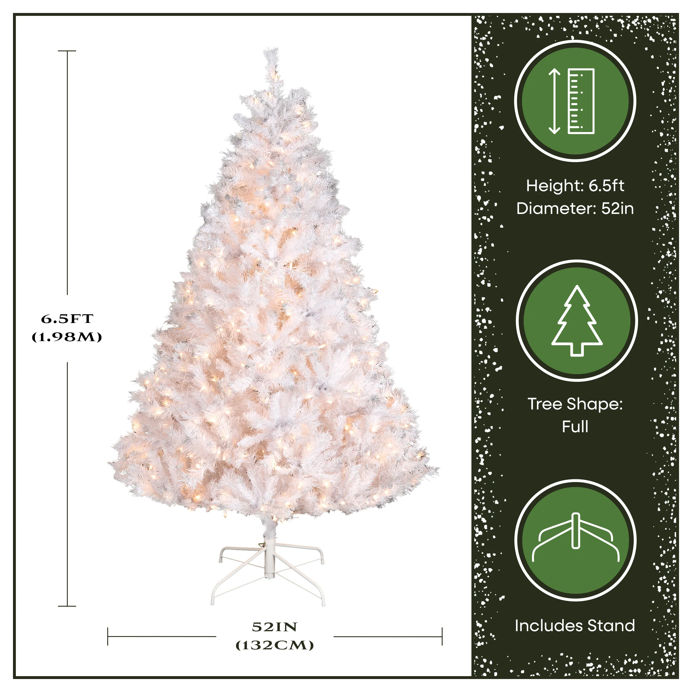6.5 ft. Pre-Lit Winchester Pine White Tree with Clear Lights, Plug-In - Image 3
