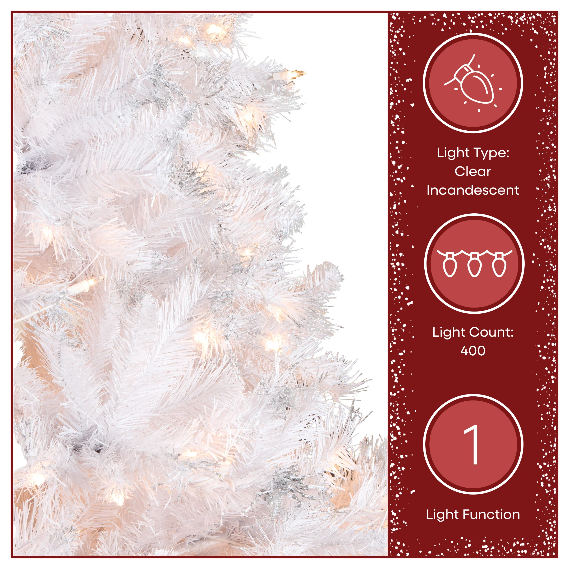 6.5 ft. Pre-Lit Winchester Pine White Tree with Clear Lights, Plug-In - Image 5