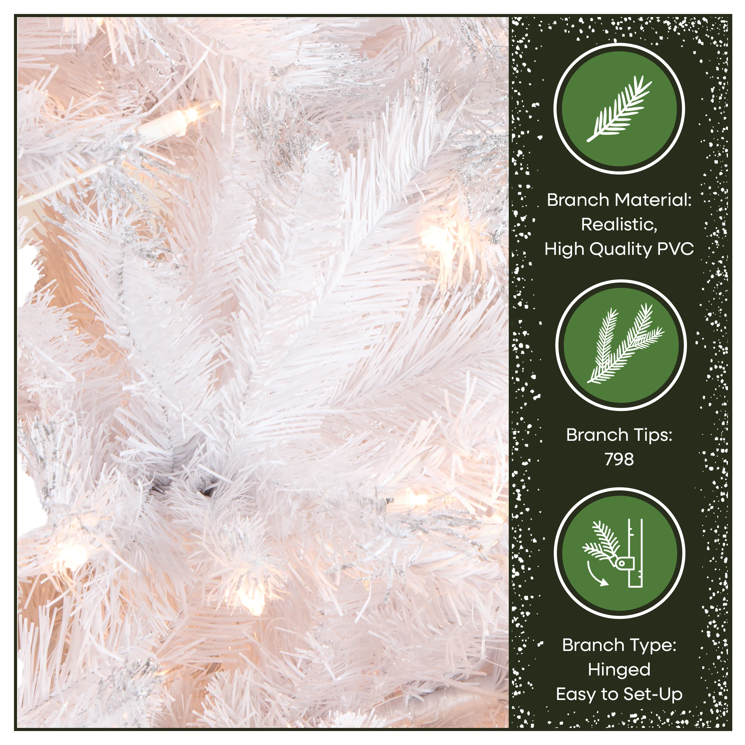 6.5 ft. Pre-Lit Winchester Pine White Tree with Clear Lights, Plug-In - Image 6
